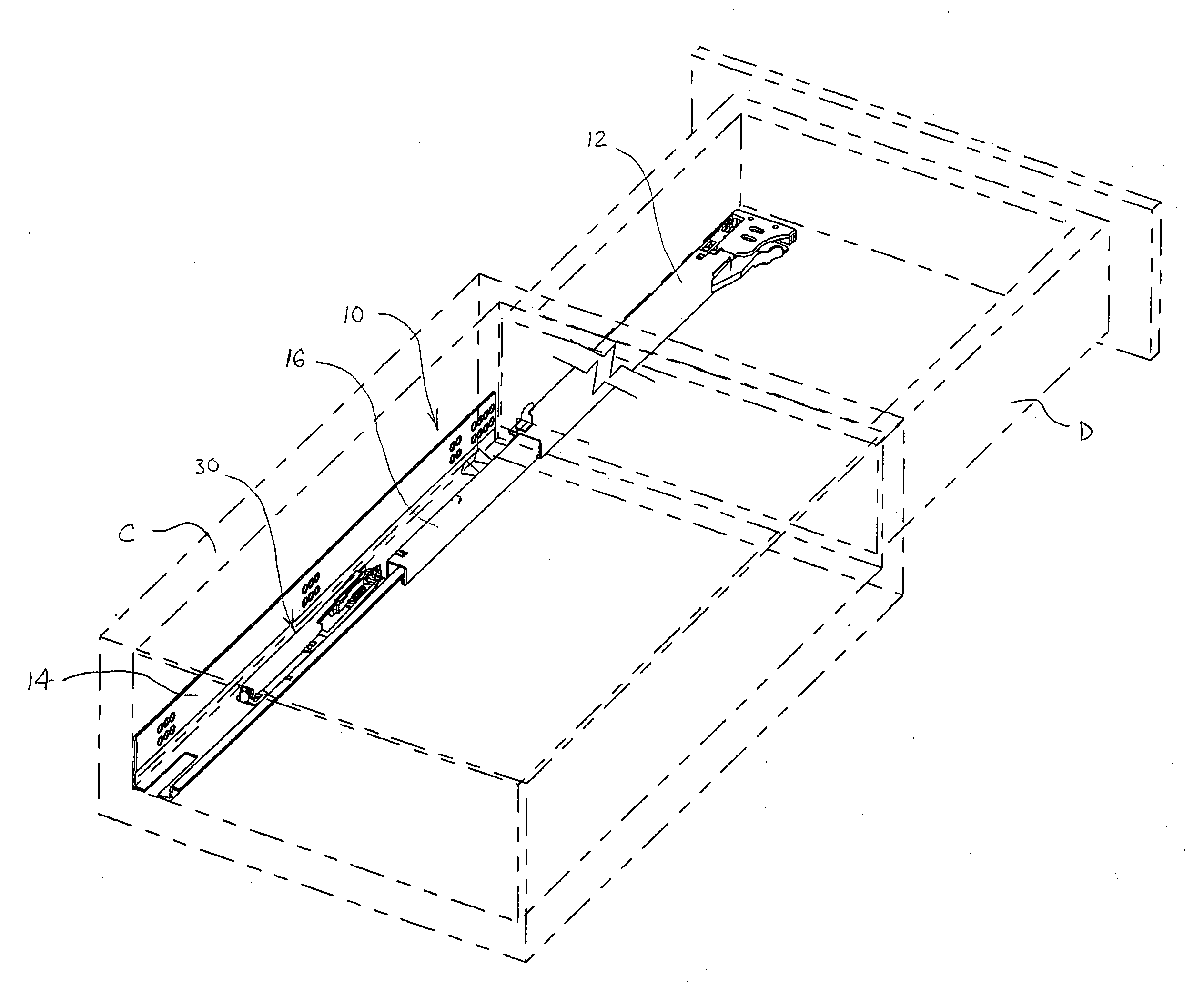 Closing device for drawers