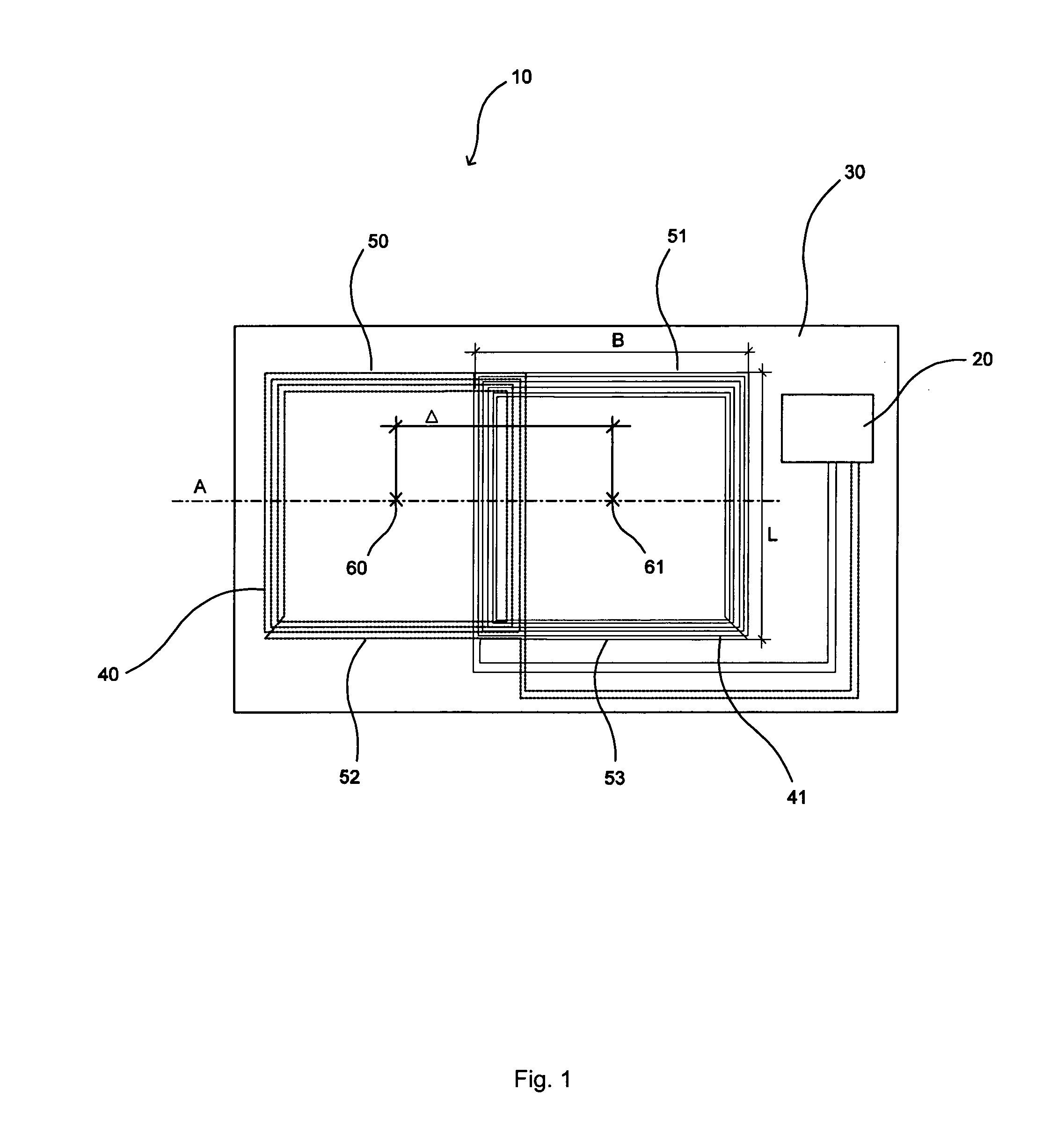 Antenna arrangement having at least two decoupled antenna coils; RF component for non-contact transmission of energy and data; electronic device having RF component