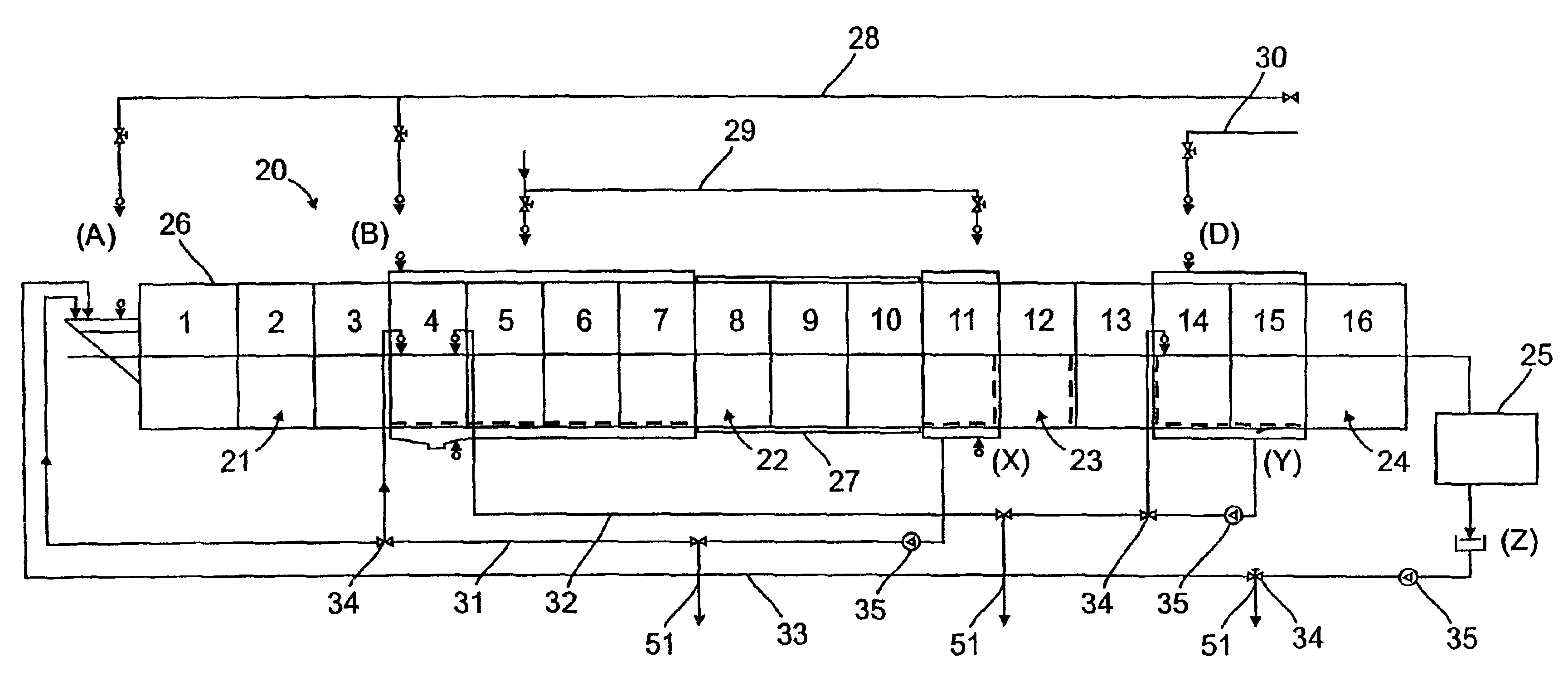 Method for washing laundry in a tank-free wash path as well as wash path for carrying out the method