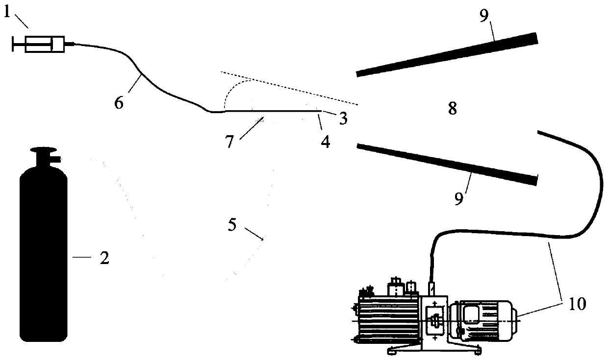 A device and method for preparing aligned fibers using solution blow spinning technology