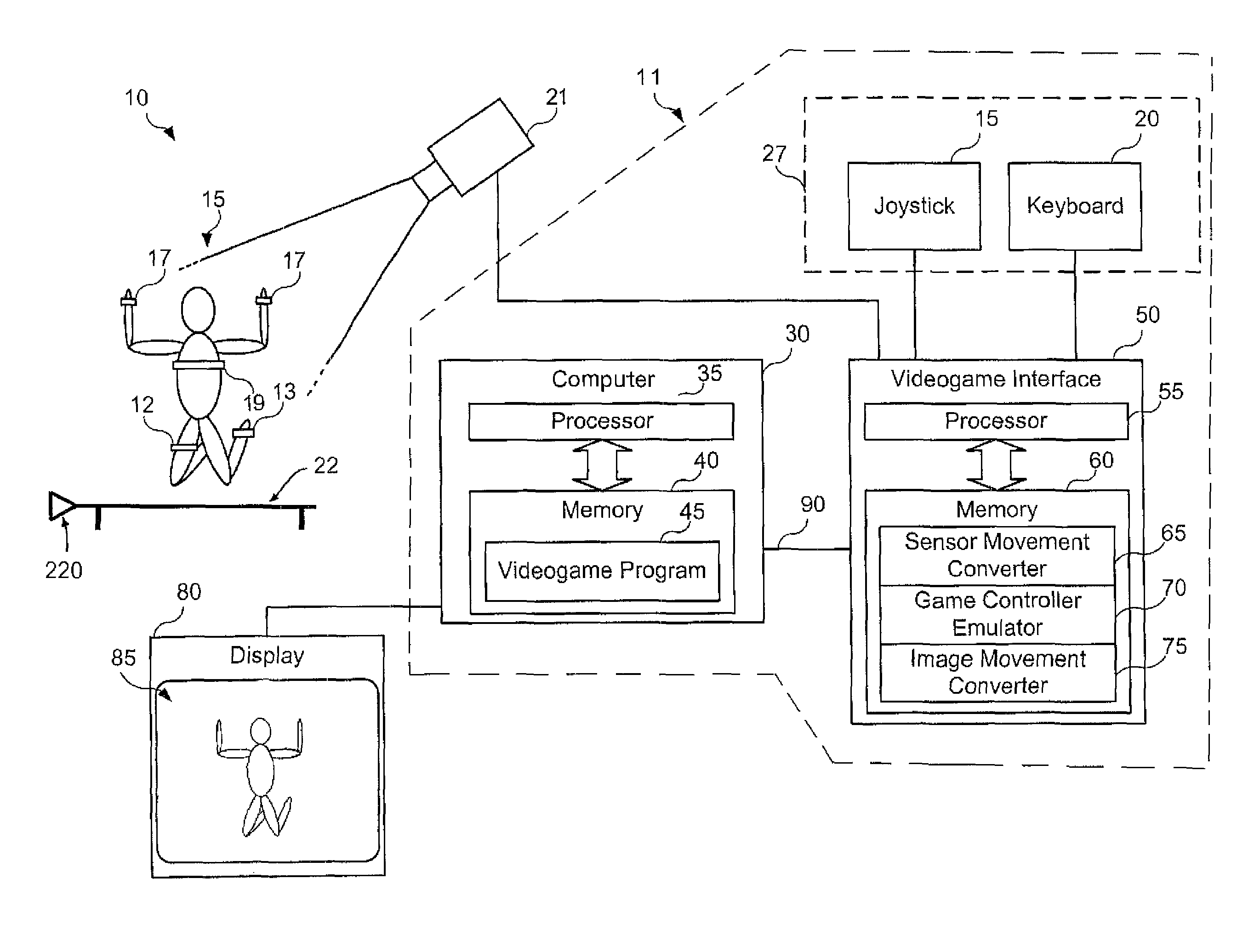 Sensor, control and virtual reality system for a trampoline