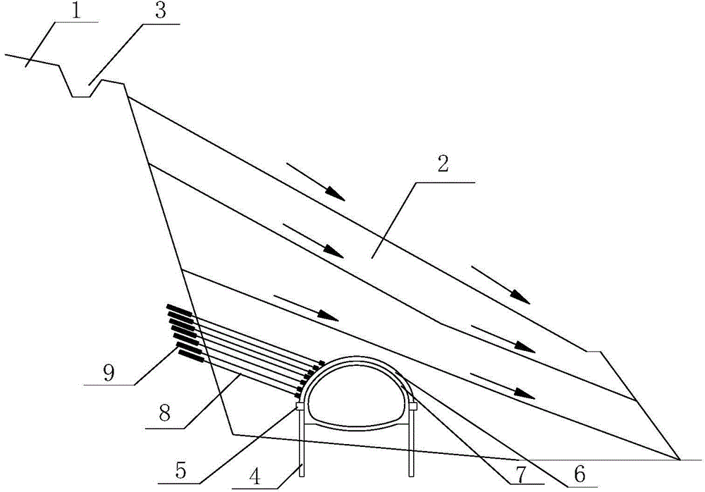 Landslide section tunnel reinforcing device and reinforcing construction method