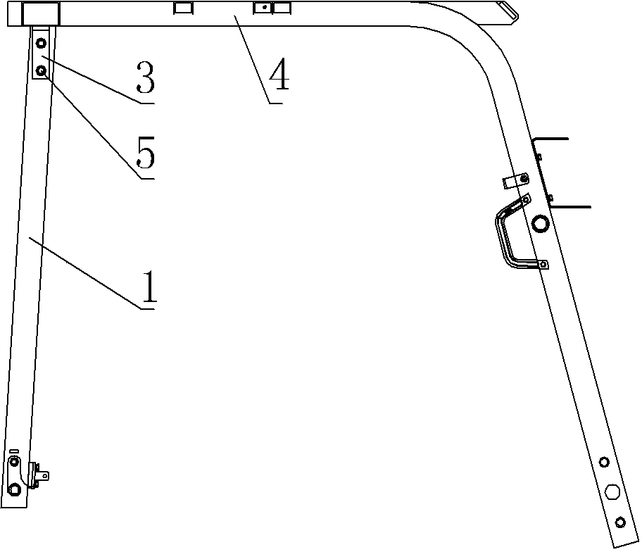 Rear-supporting-leg installation structure of overhead guard of forklift