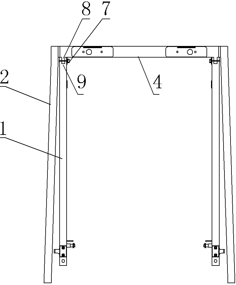 Rear-supporting-leg installation structure of overhead guard of forklift