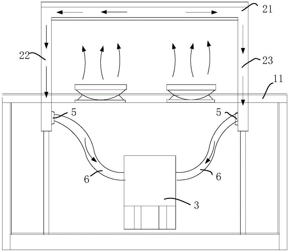 Dust collection box type variable-frequency range hood and exhaust fume discharging method