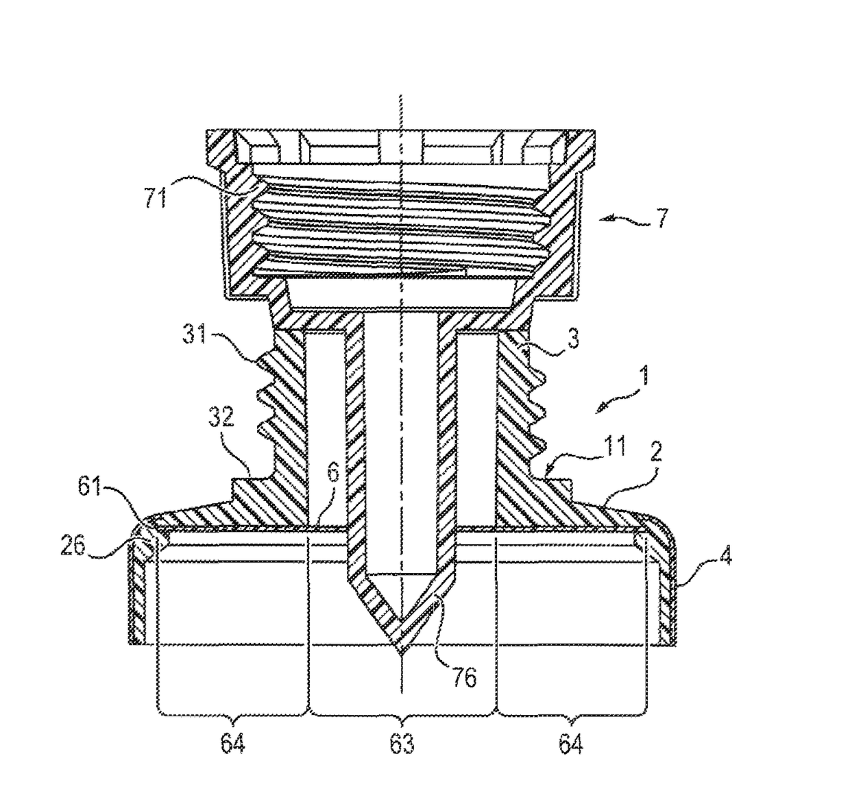 Tube head with insert forming a barrier