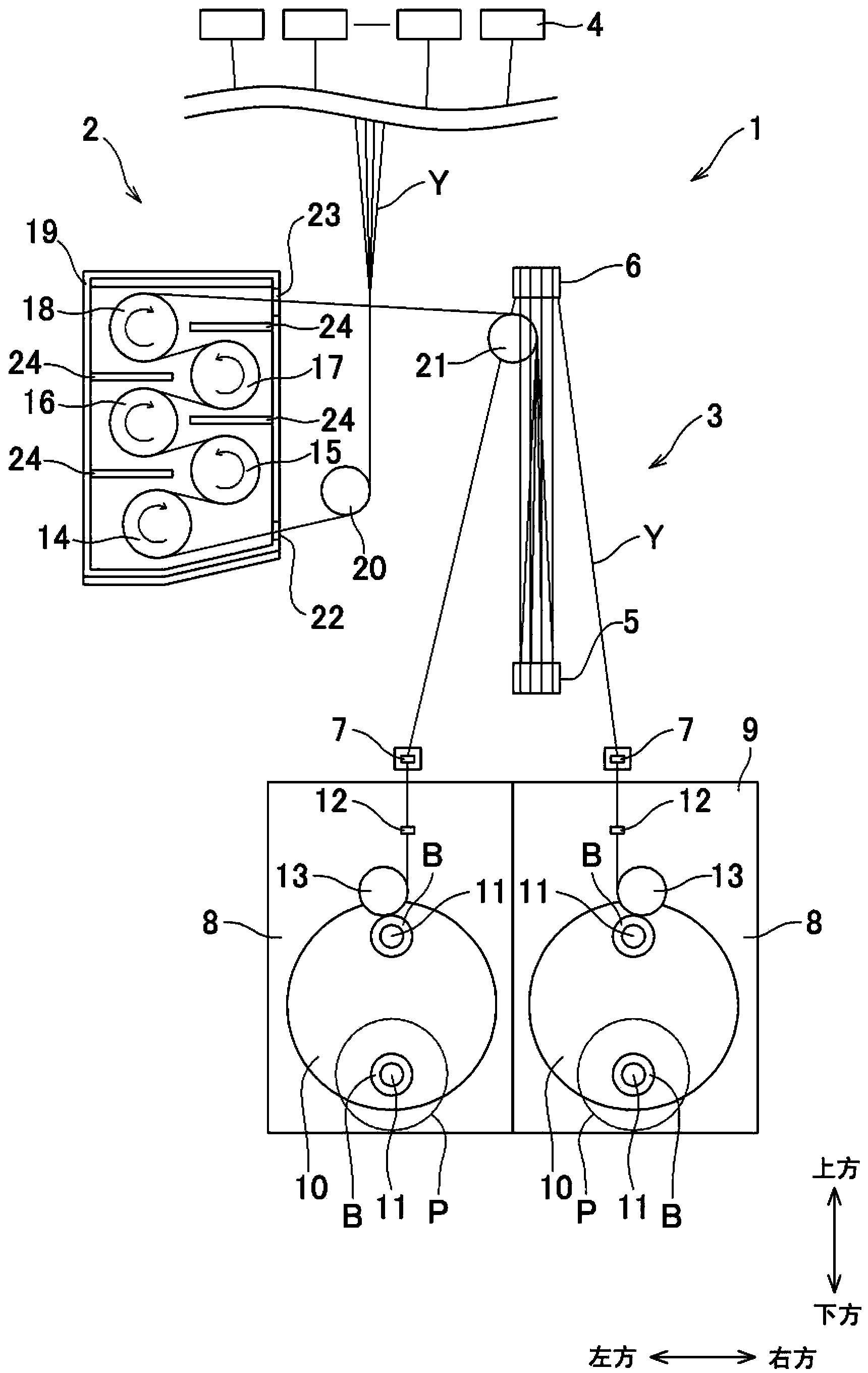 Spun yarn drawing apparatus