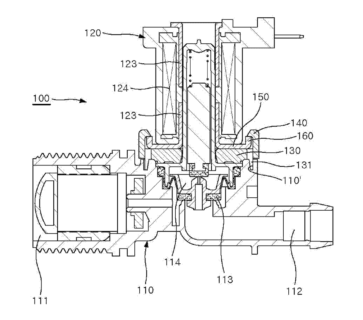 Coupling structure of electromagnetic valve for controlling water supply