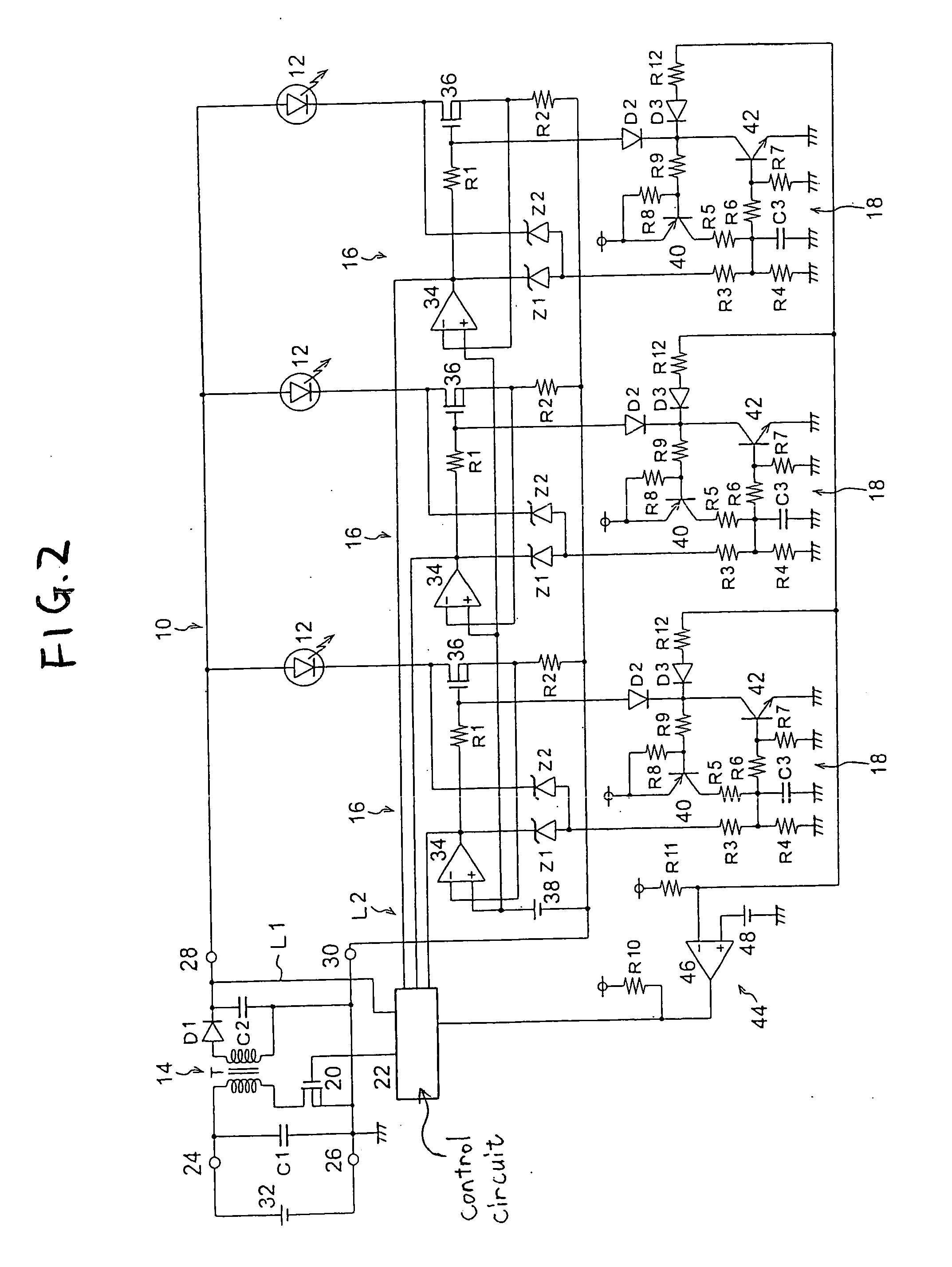 Lighting control circuit for vehicle lamps