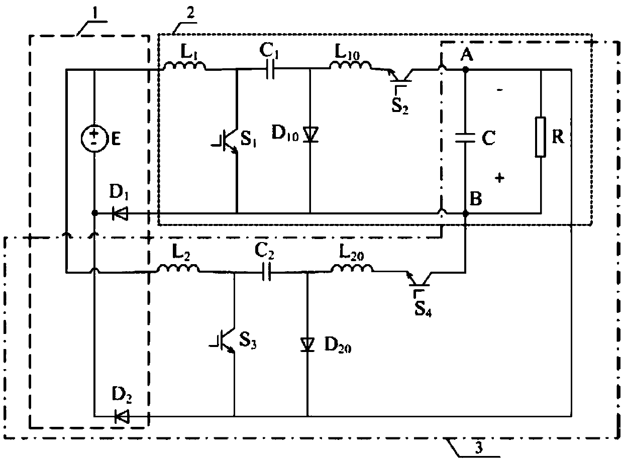 Modular dual-CUK step-up-down output anti-parallel combined inverter