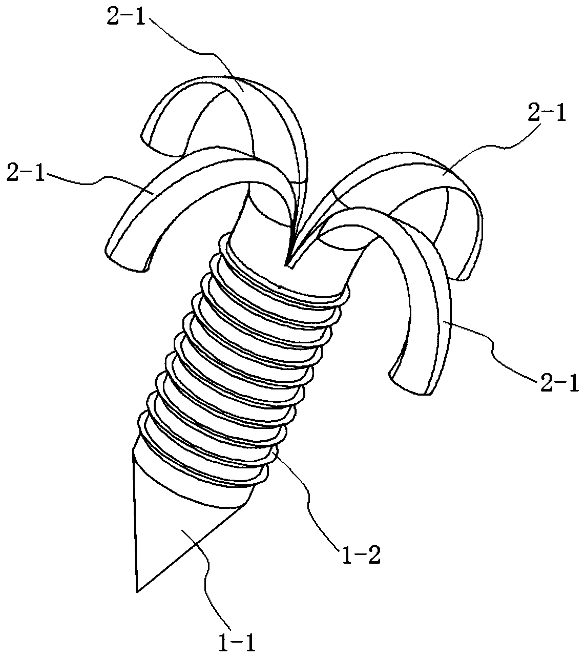 Medical patch fixing pin capable of automatically bending and fixing