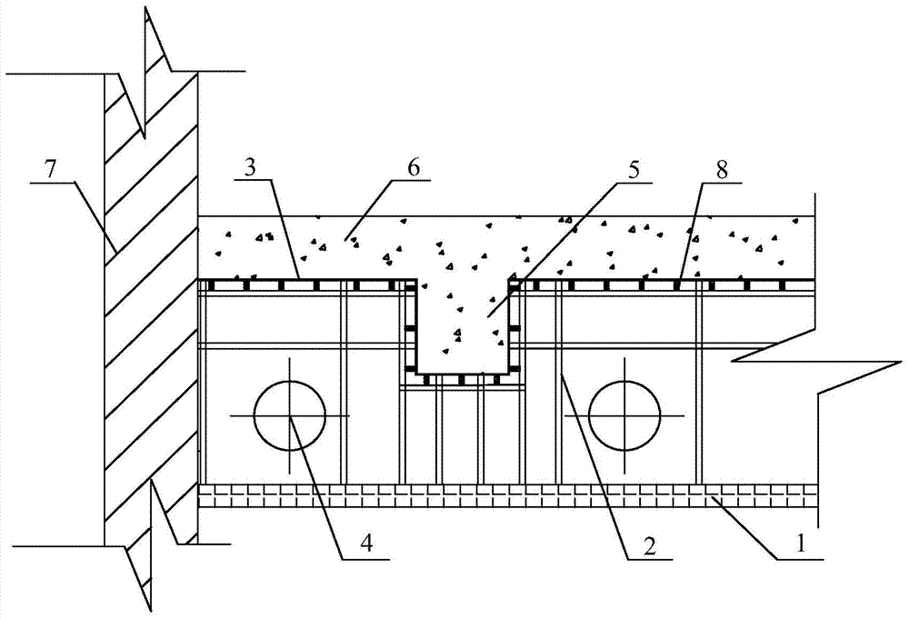 Reverse building board construction structure and construction method thereof