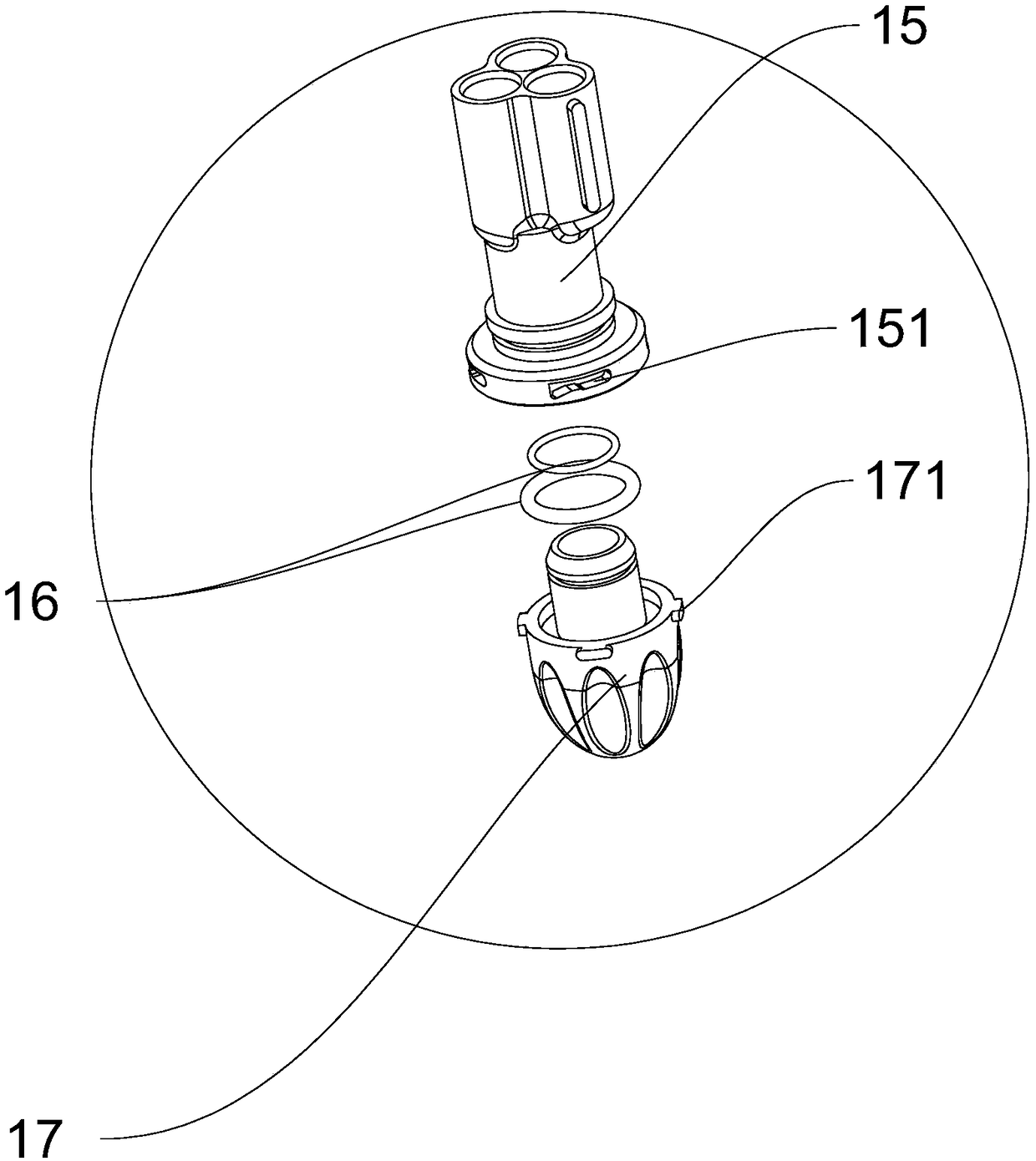 Straight-through suction washer