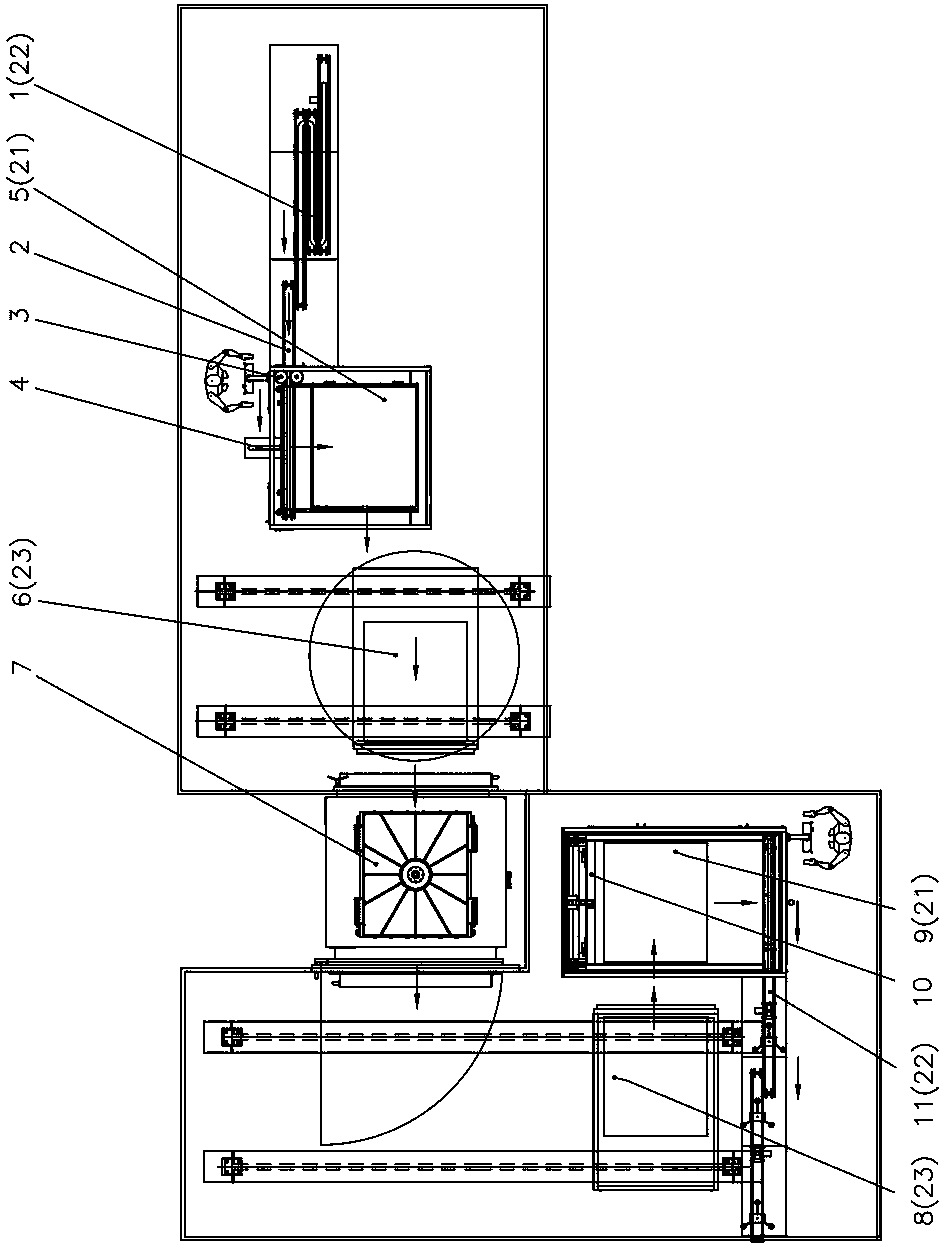 Feeding platform and freeze-drying-line mobile feeding and discharging system