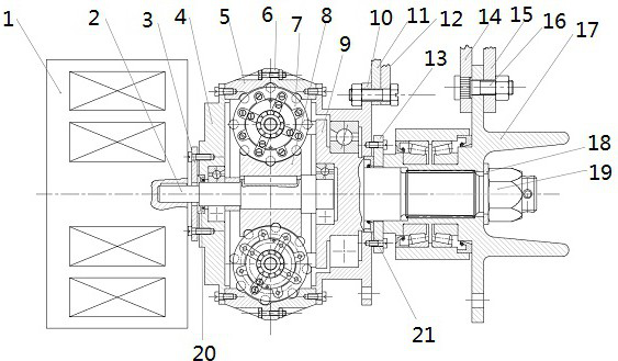 Hub-driven planetary worm speed reducer assembly