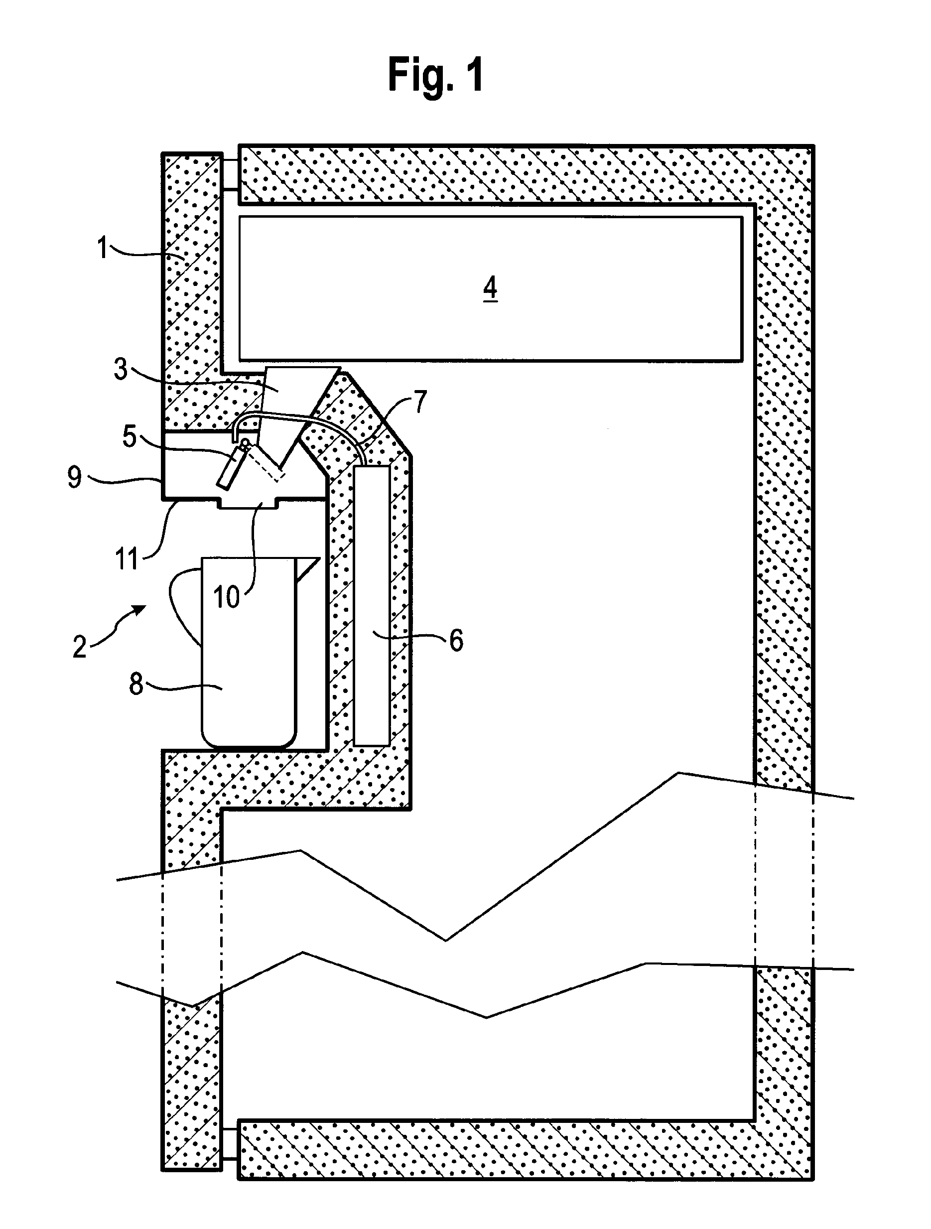 Dispenser niche for a refrigerator