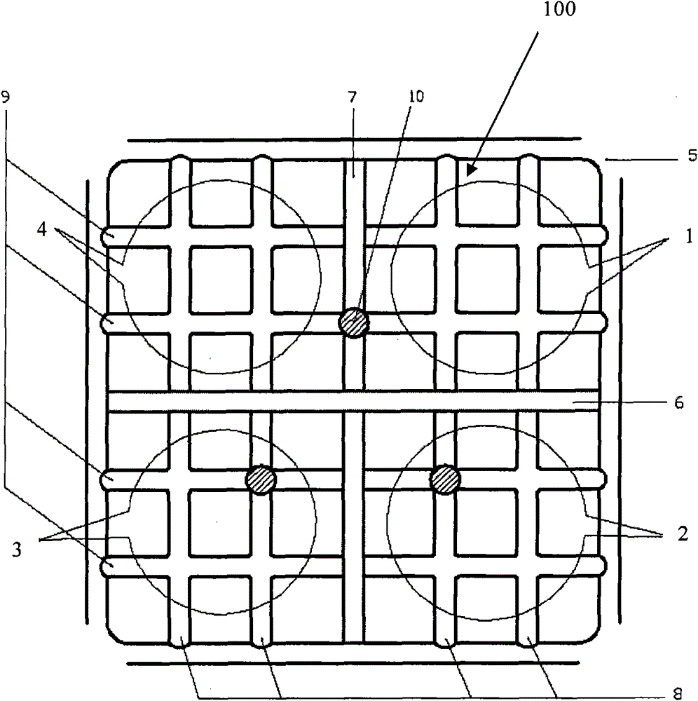 A steel row type wind measuring tower foundation and wind measuring tower structure