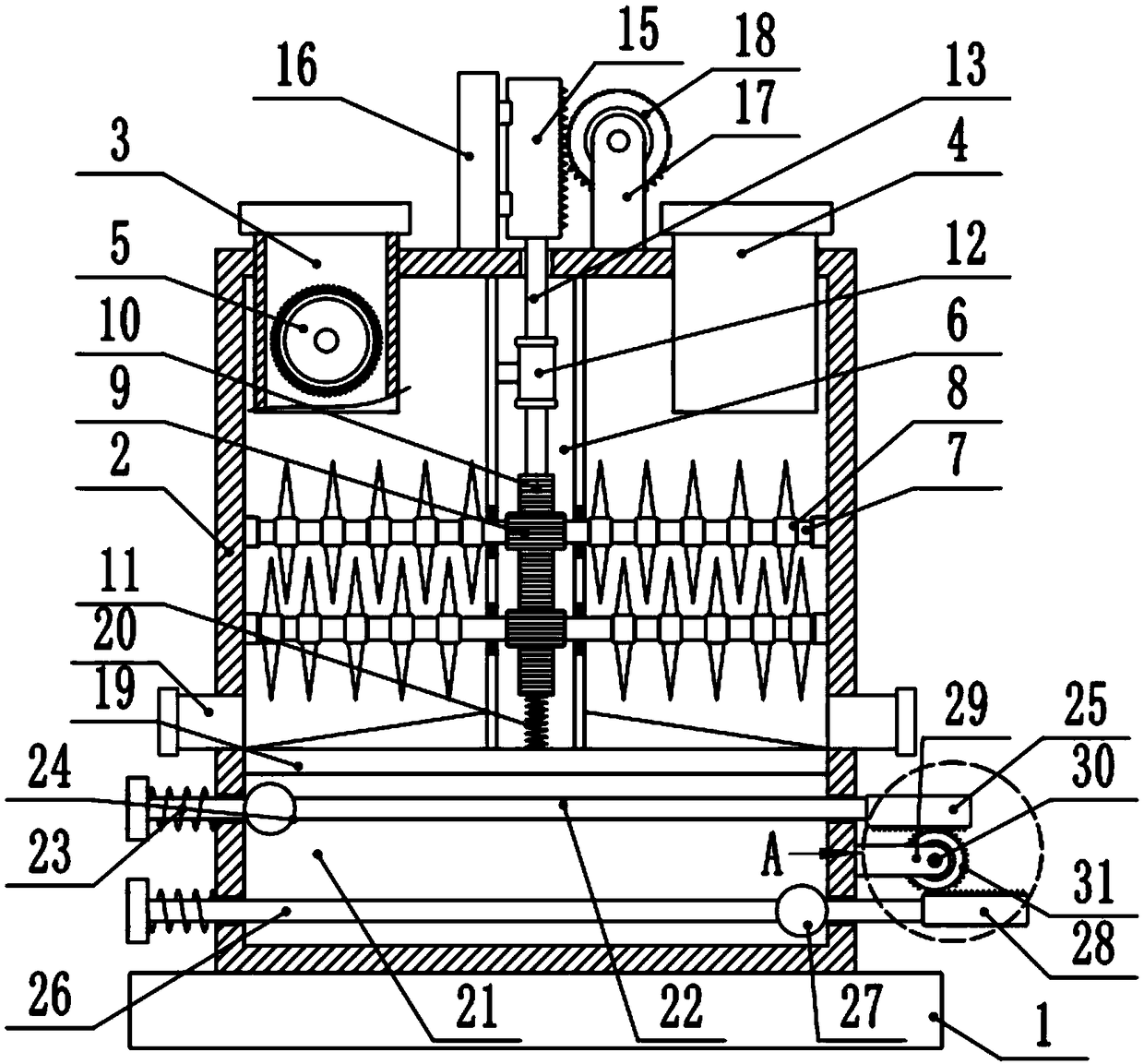 Gear-driven type crushing device for preparing herba dendrodii officinalis microcrystal powder