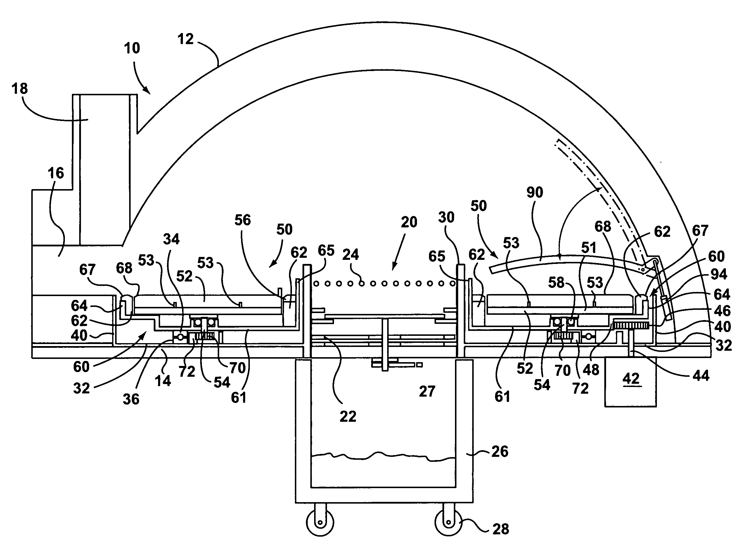 Oven with rotating deck and control system for same