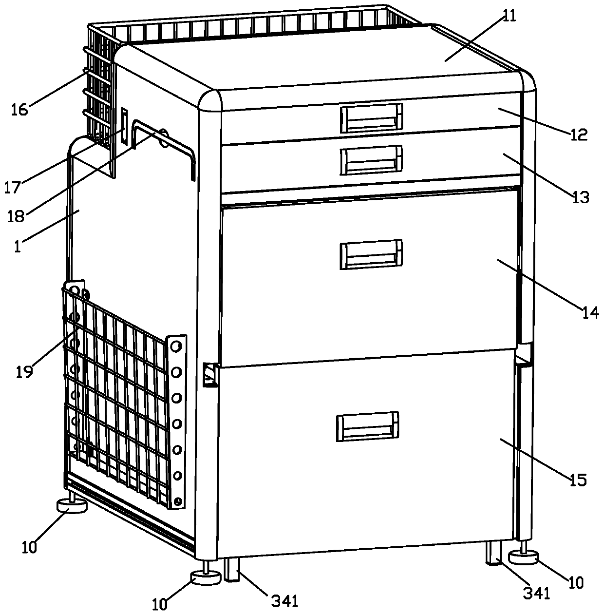 Multifunctional medical cabinet with integrated folding bed and chair