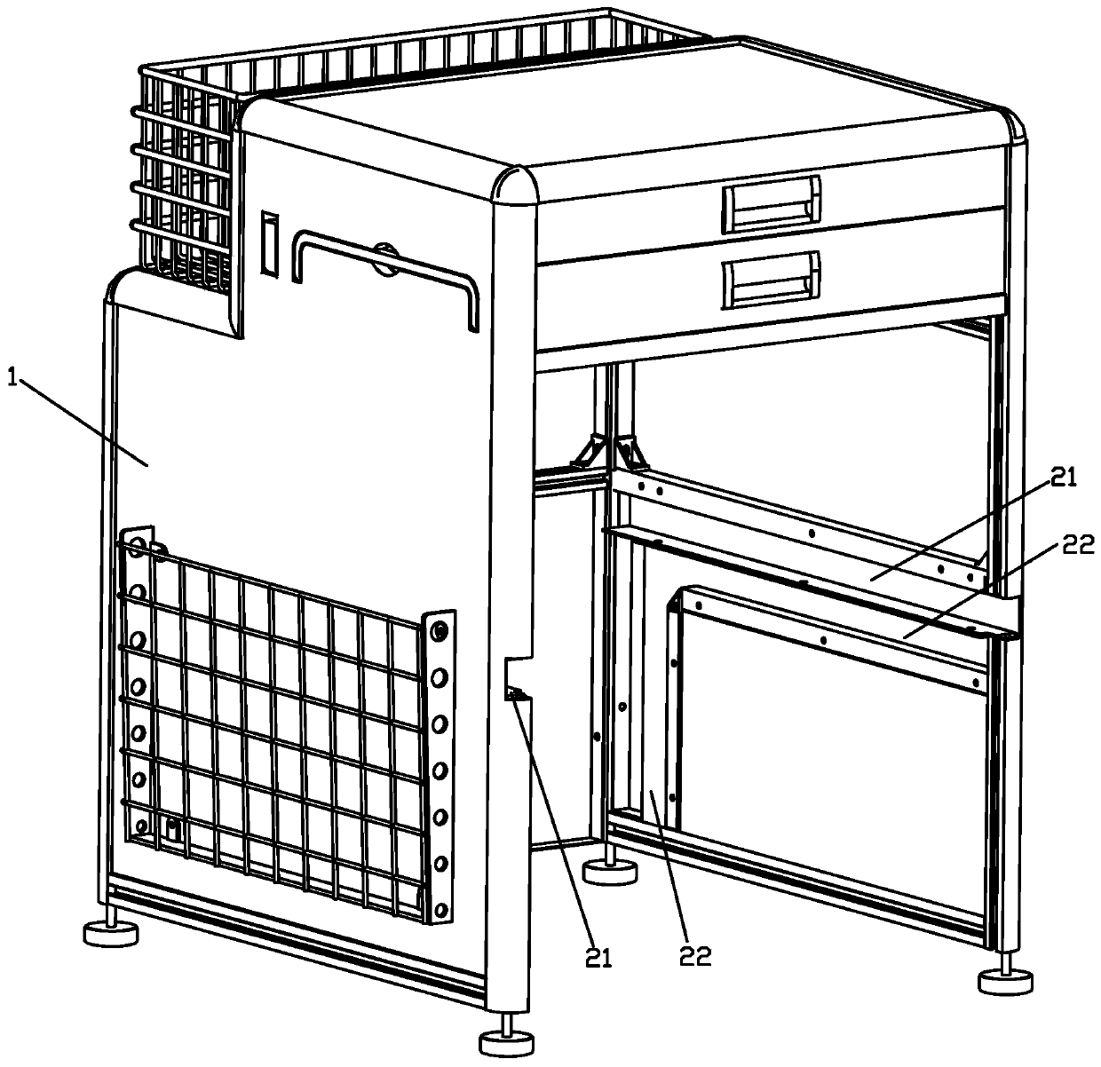 Multifunctional medical cabinet with integrated folding bed and chair