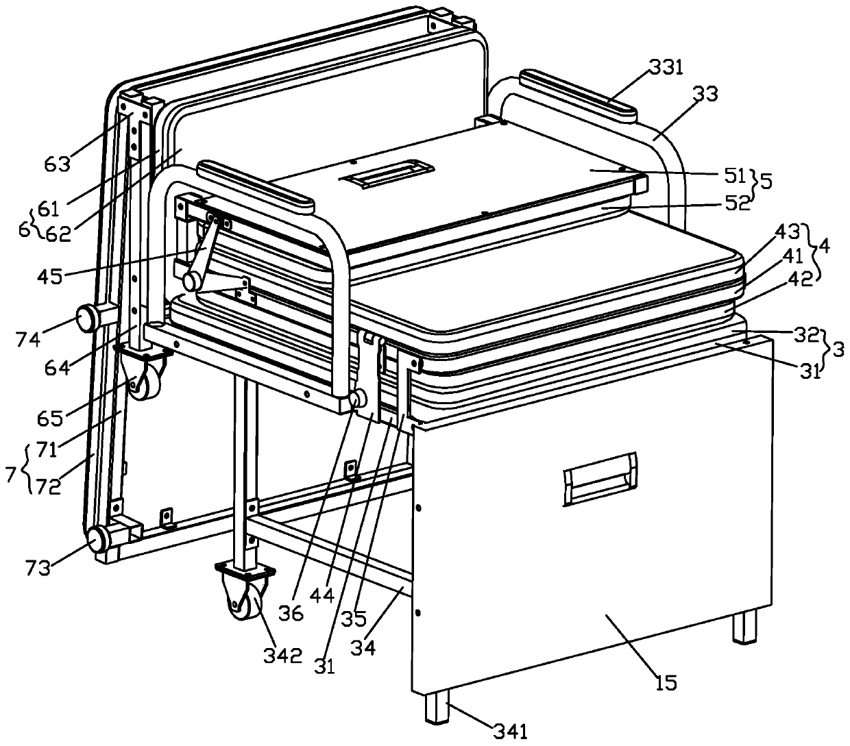 Multifunctional medical cabinet with integrated folding bed and chair