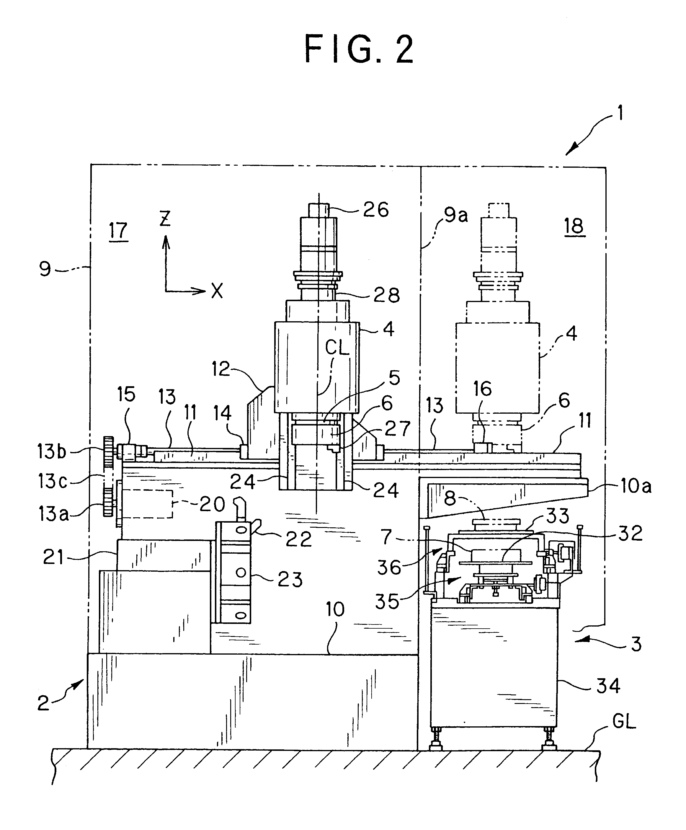 Work transfer method and apparatus in machine tool with movable spindle and machining system