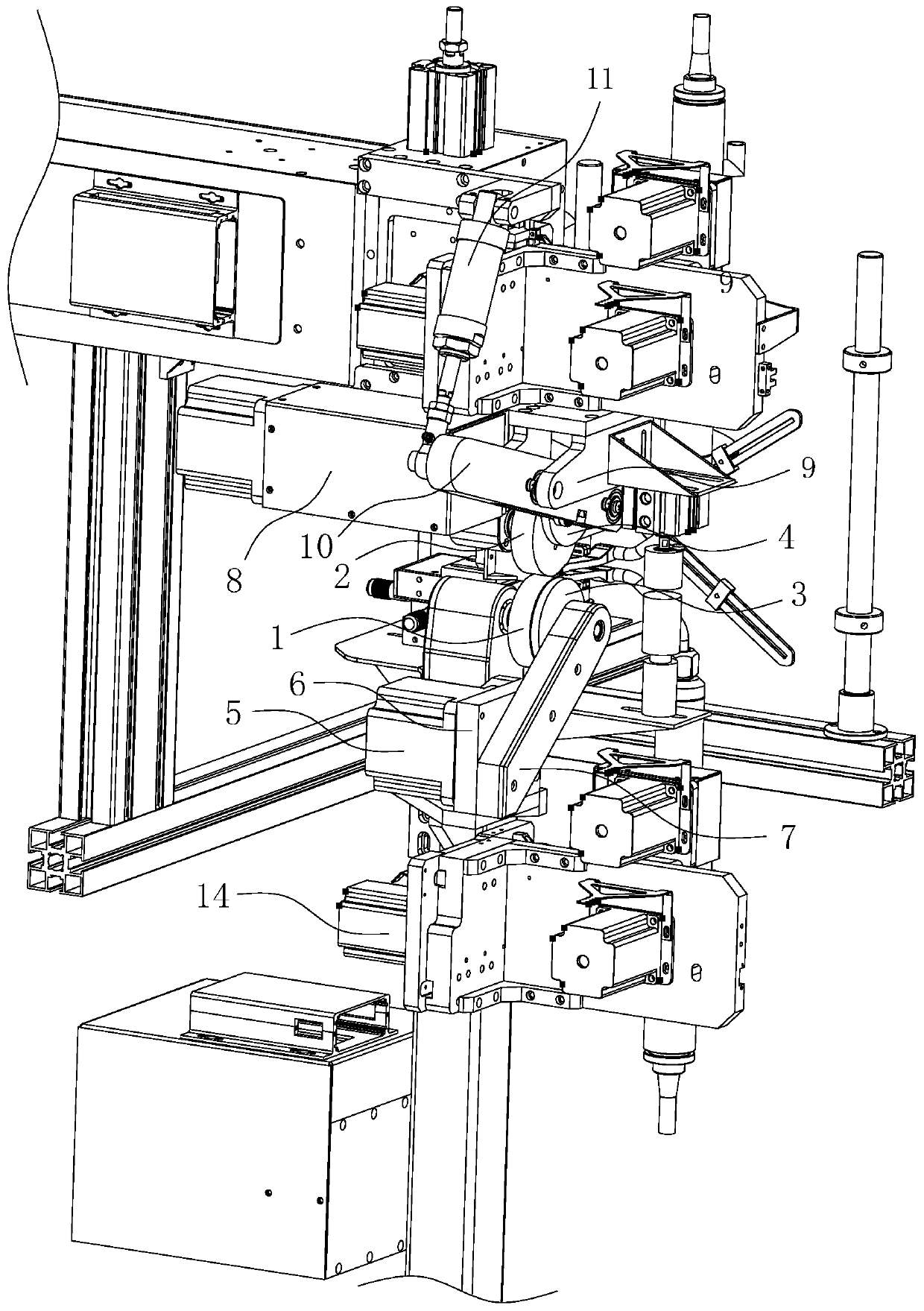 Double-wheel-set different-axis pressurizing mechanism for hot air welding machine and working method and using method of mechanism