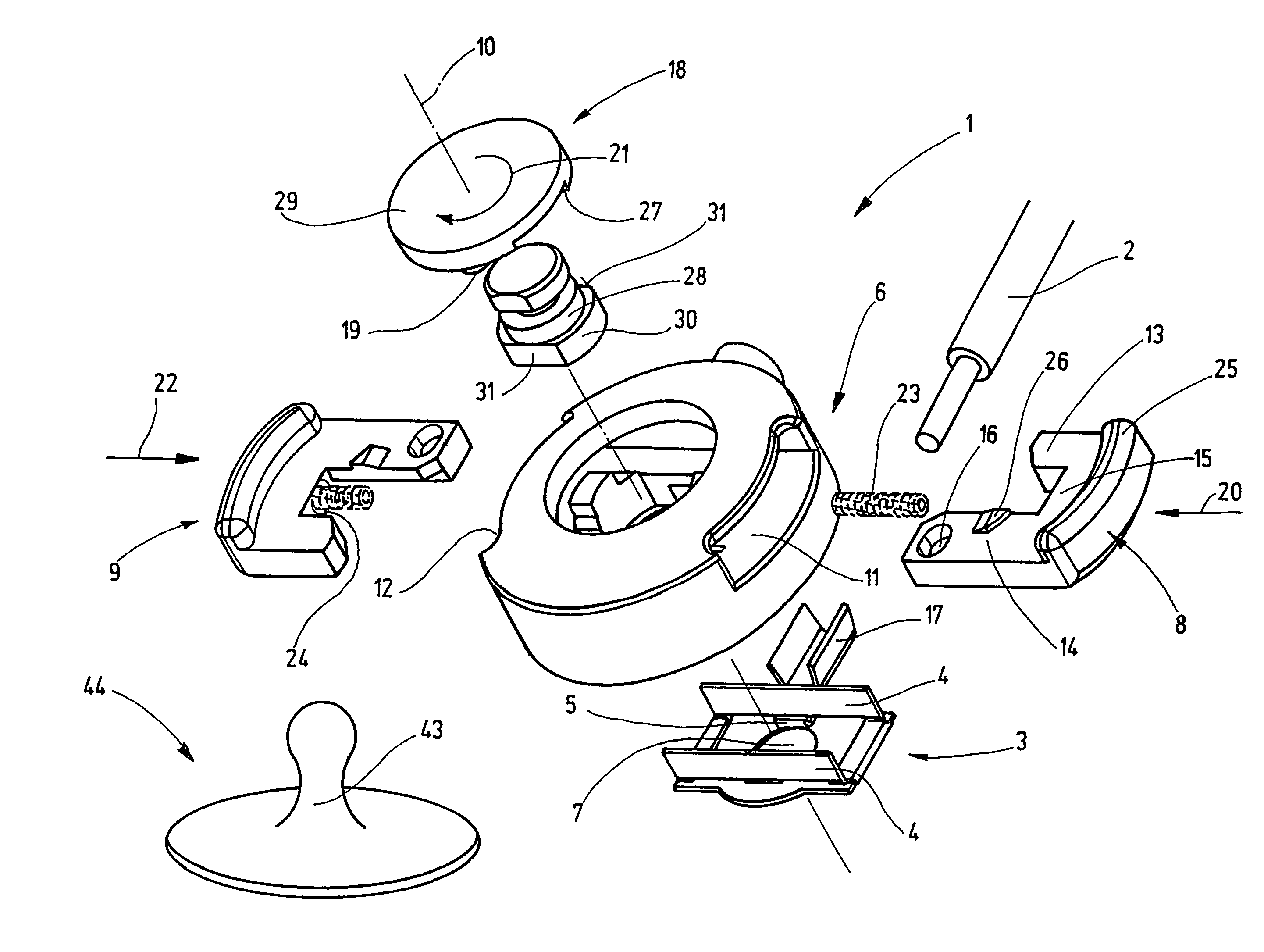 Electrical device connecting a line to an electrode