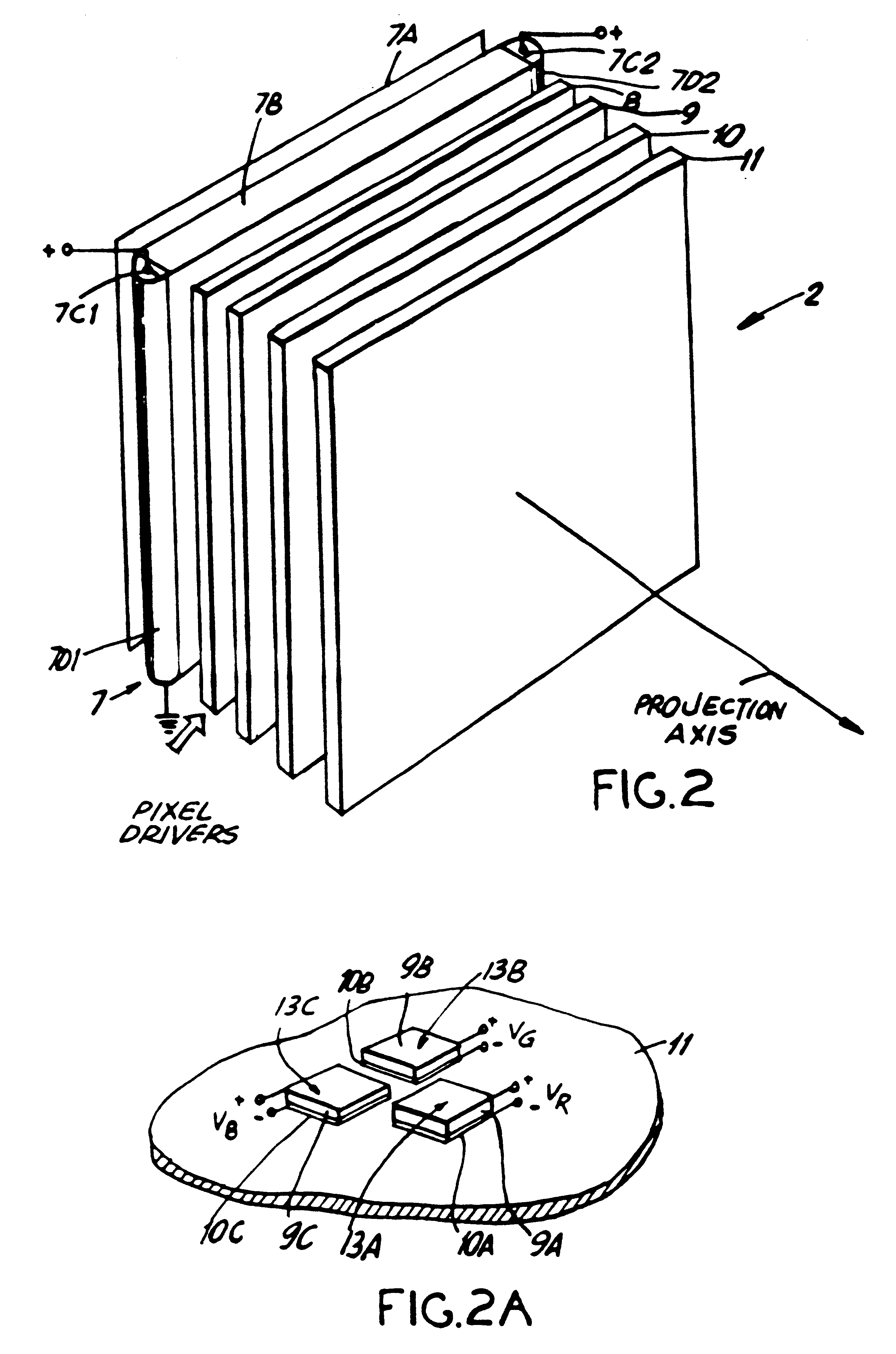 Image display panel employing a broad-band polarizing/reflective backlighting structure and a pixelated array of reflective-type of filtering elements