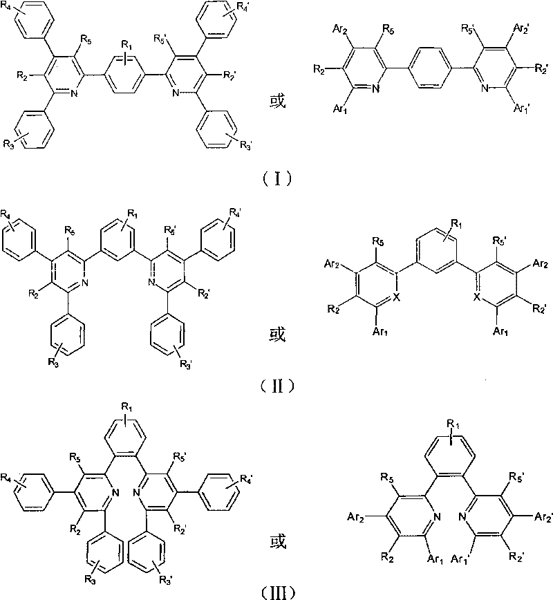 Organic electronic transmission and/or hole barrier materials, synthesis method and use thereof