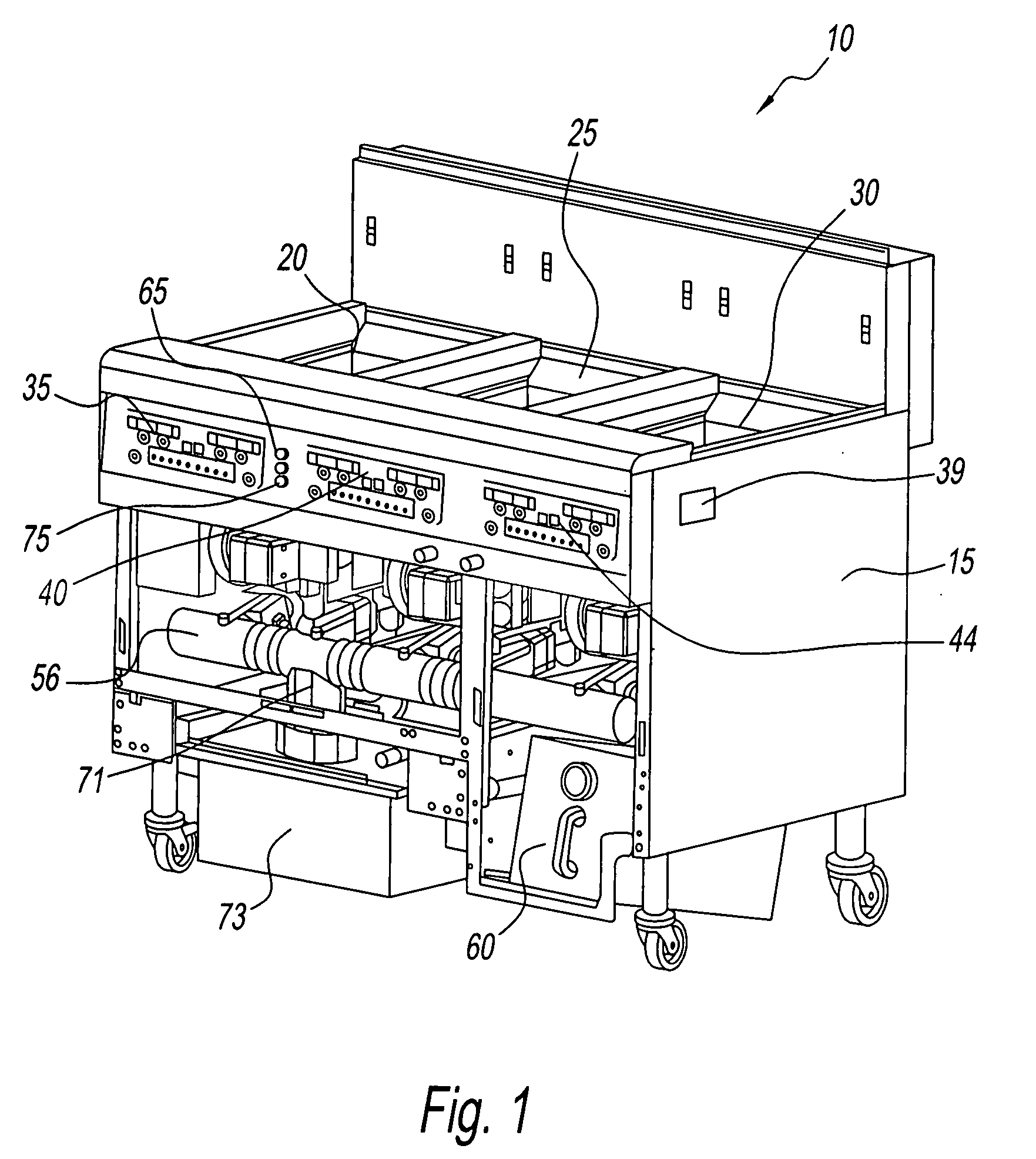 Low oil volume fryer with automatic filtration and top-off capability