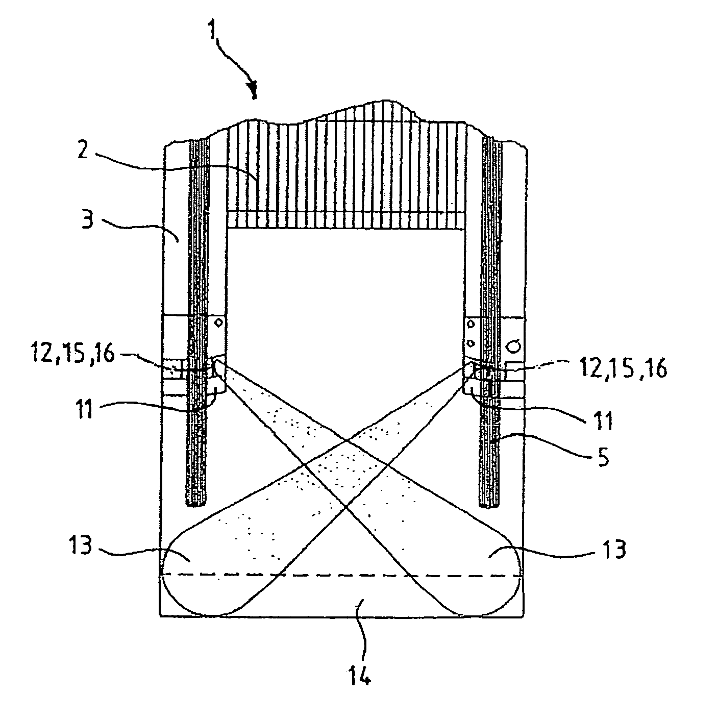 Equipment for monitoring the space in front of escalators and moving walkways by high-frequency sensors