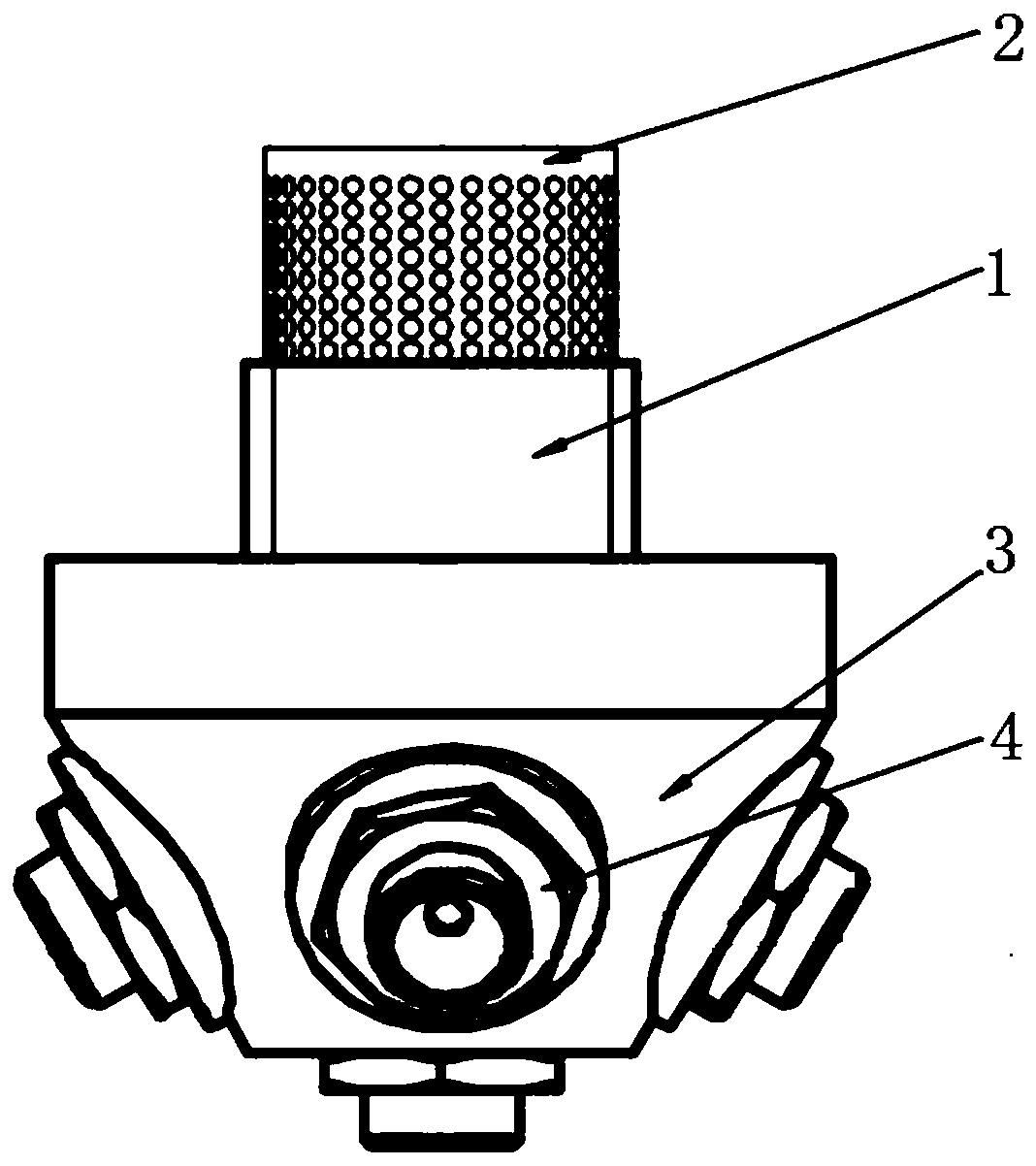 Combined pressure rotational flow open type water mist spraying head applied to large cruise ship