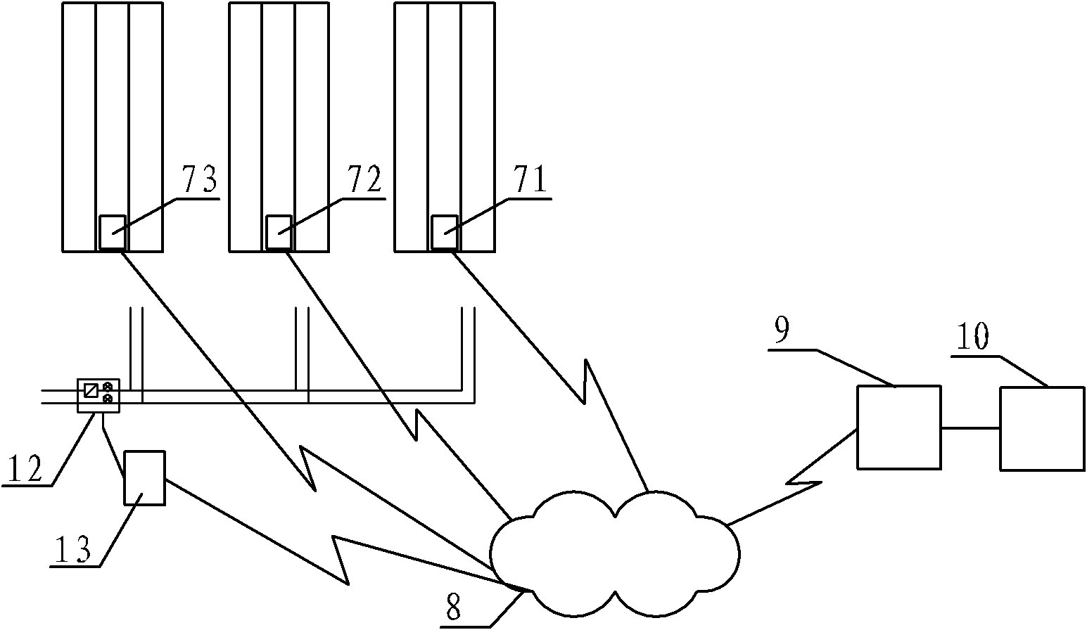 Multi-building united temperature area method heat metering system based on wireless temperature acquisition