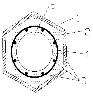 Hollow column member with built-in high tensile steel bars and pipes for confinement of ultra high performance concrete