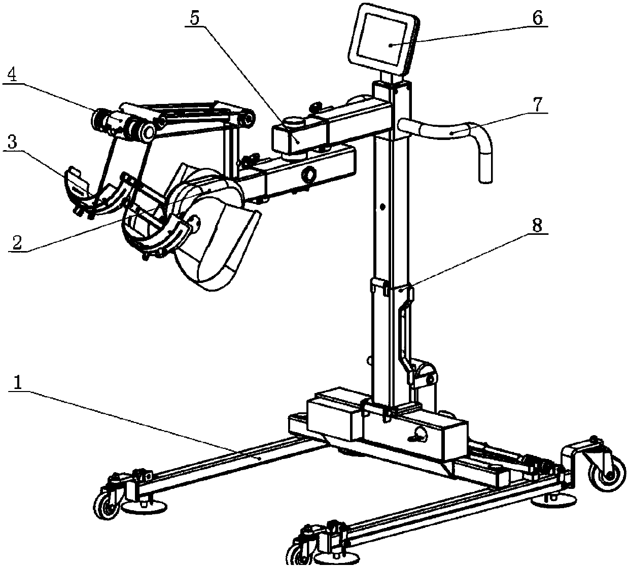 Base seat adjustable type bedside lower limb rehabilitation training device