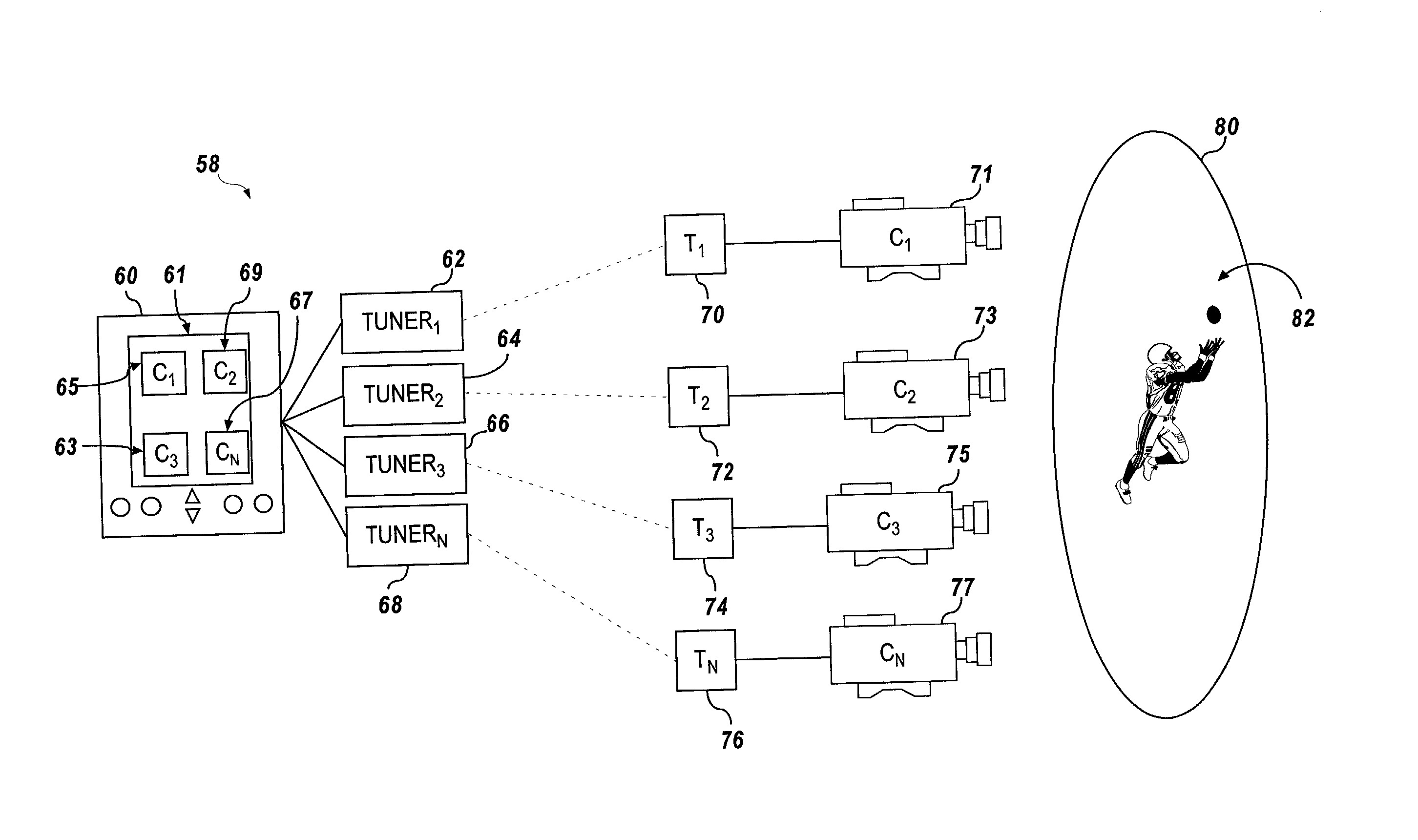 Providing multiple perspectives of a venue activity to electronic wireless hand held devices