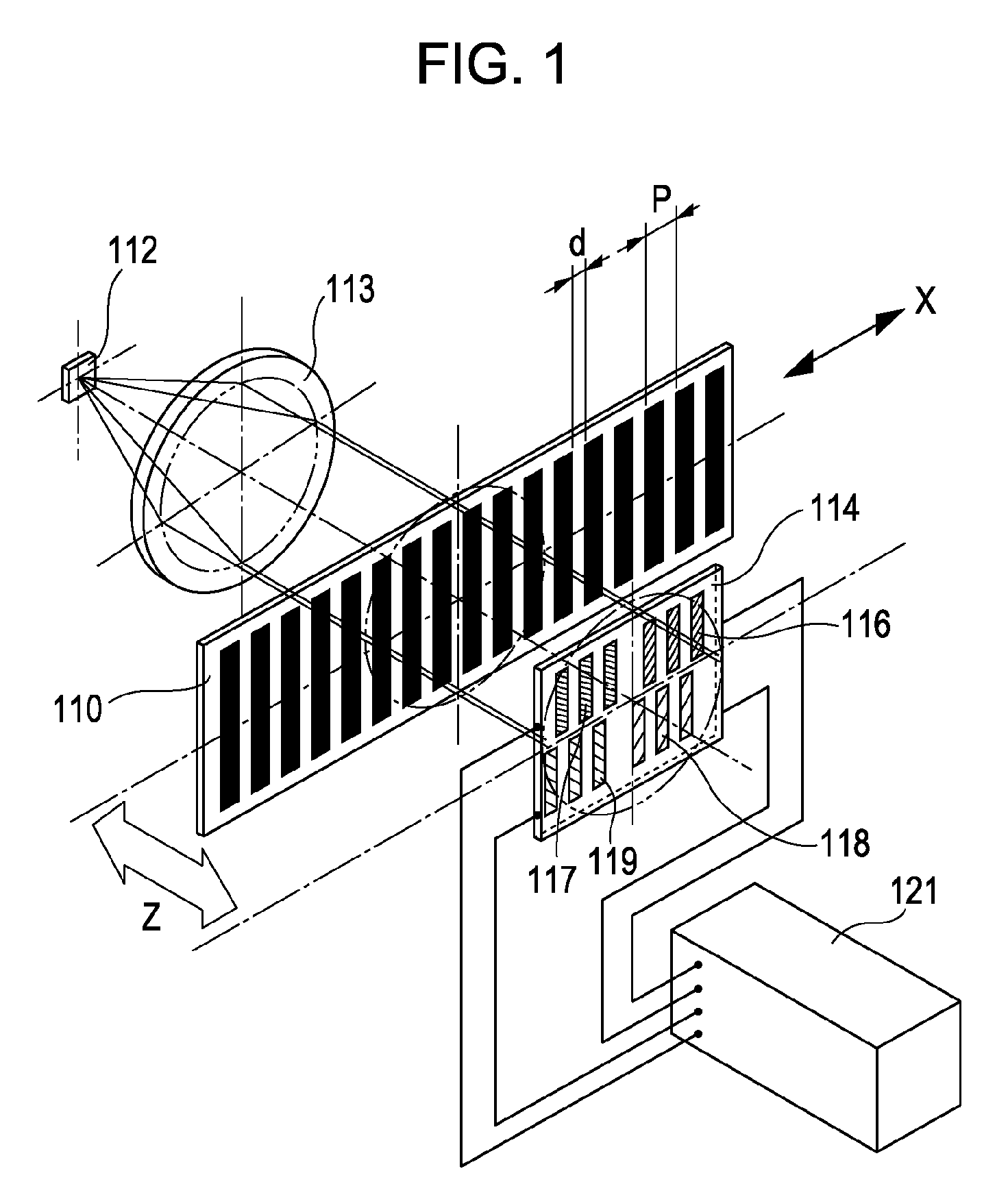 Optical encoder for measuring displacement