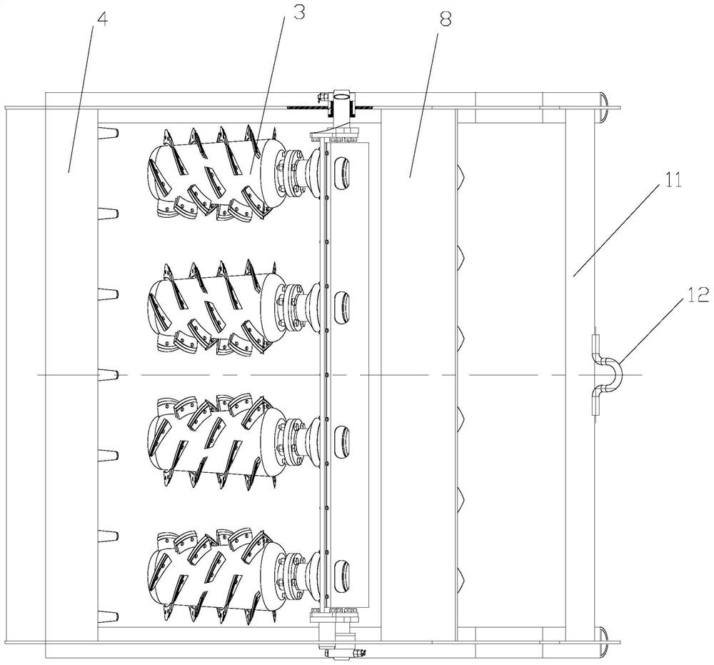 Composite underwater power dredging drag harrow