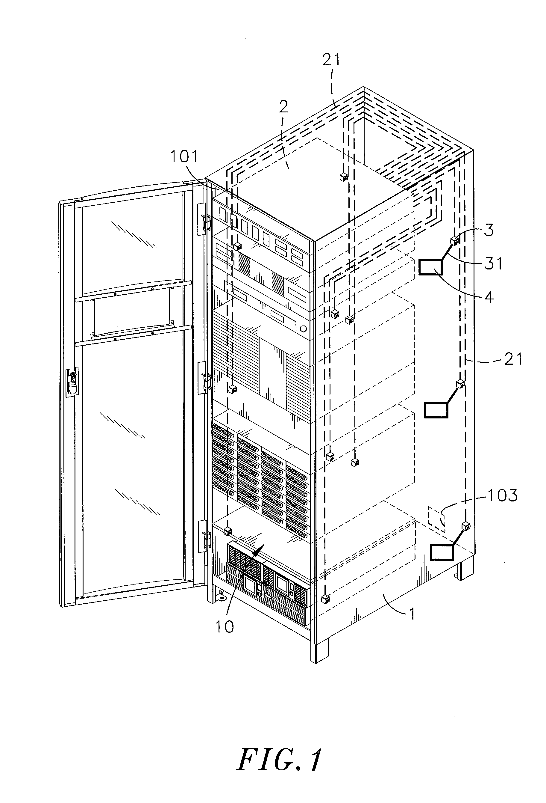 Cabinet having an environment monitoring function