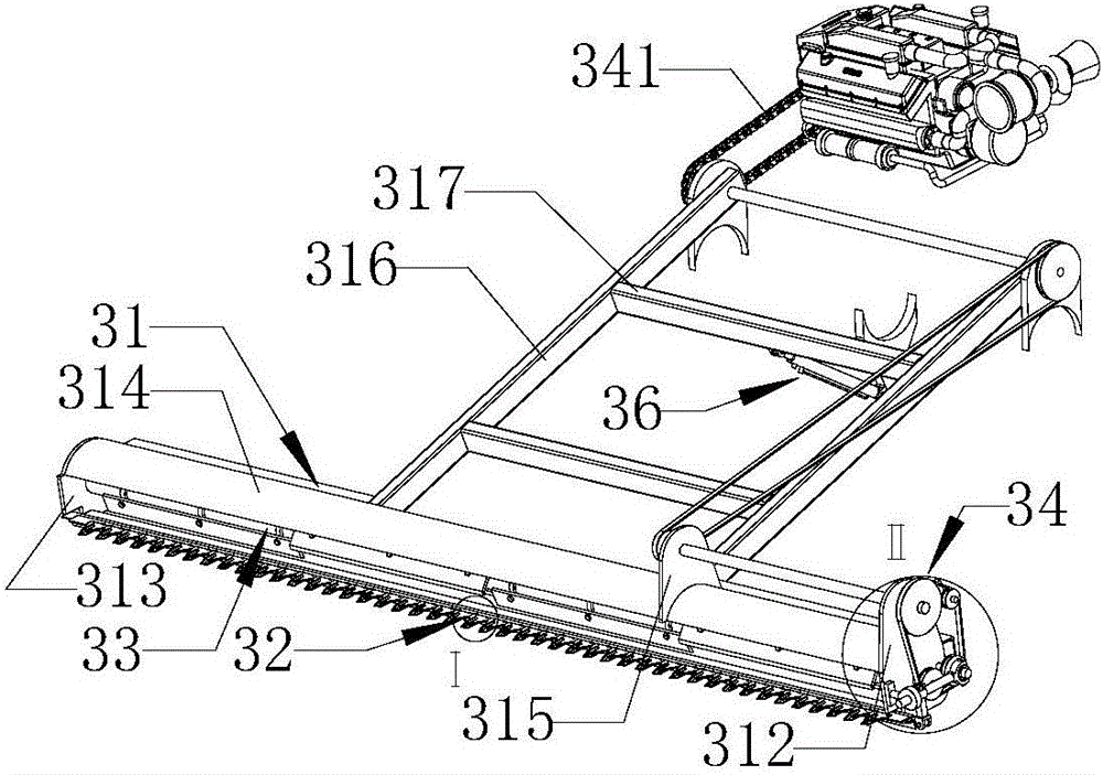 Harvester with lifting lower header capable of crushing straws and preventing spatter of crushed straws