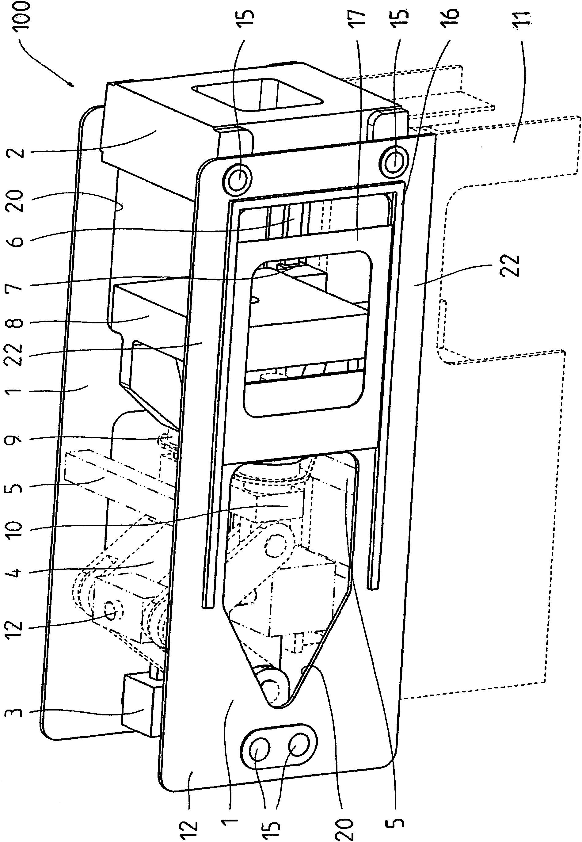 Injecting unit with a force-absorbing closed system