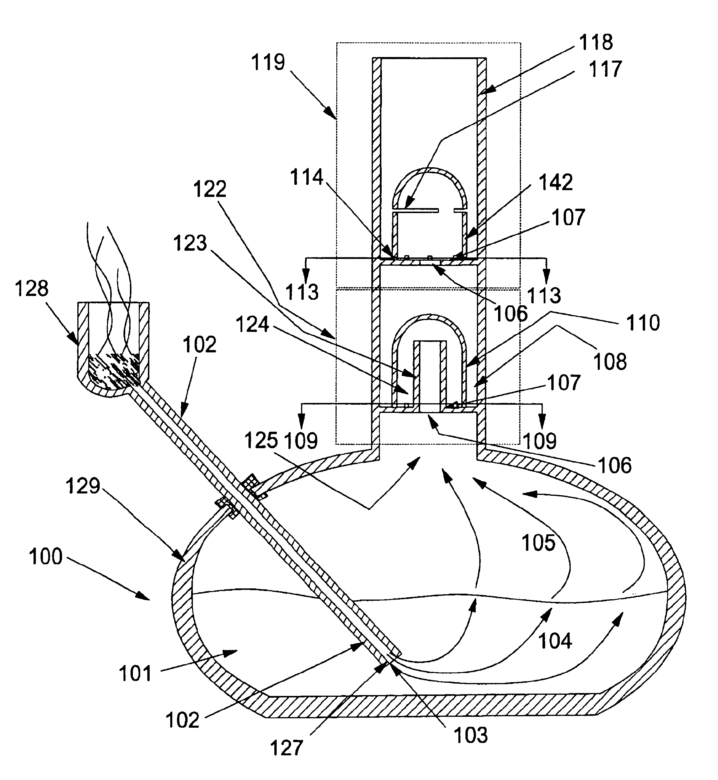 Method for generating small bubbles for a smoke-filled air stream