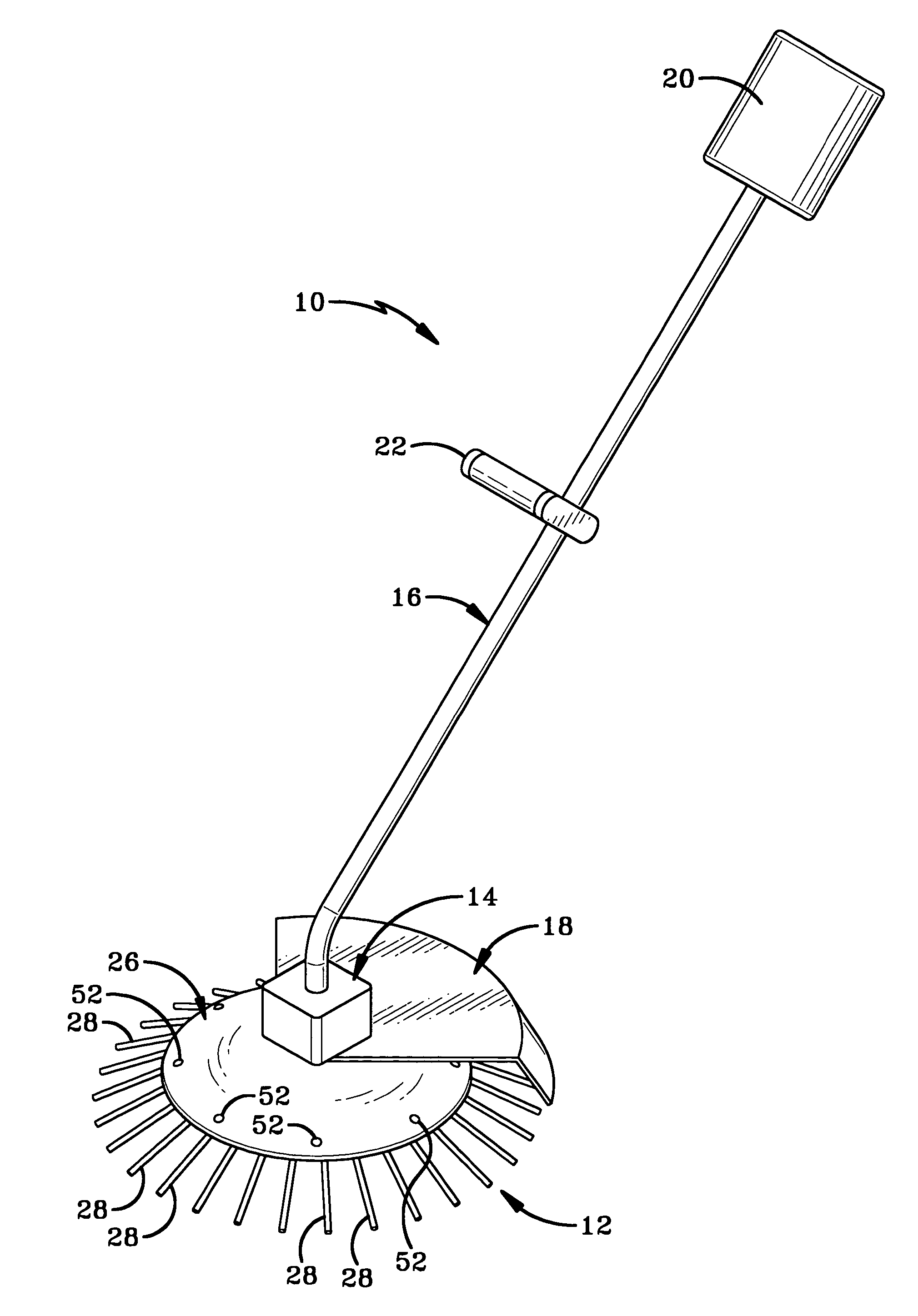 Rotary tool for spreading particulate materials and method of using the same