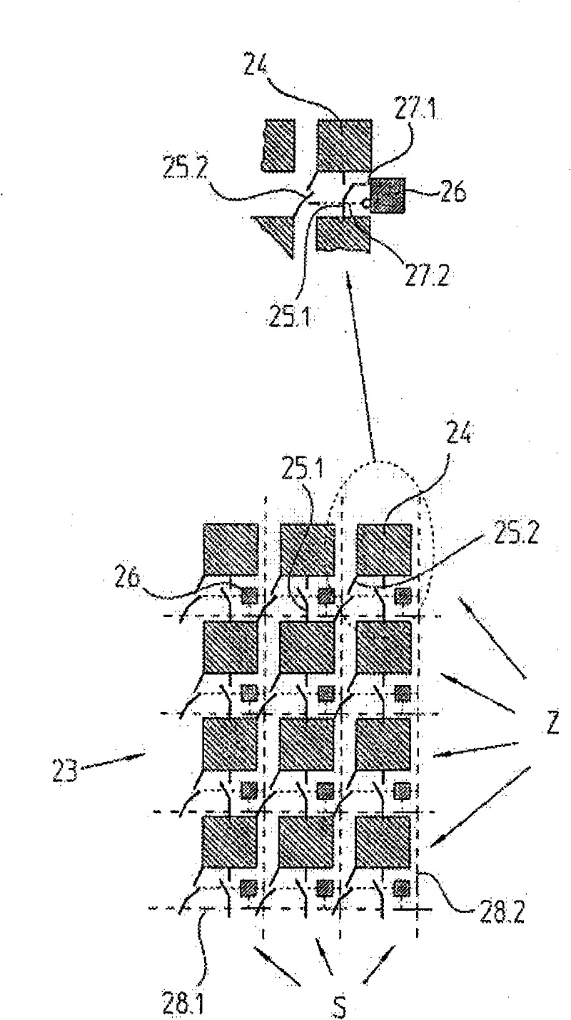 Detector element matrix for an optical position measuring device