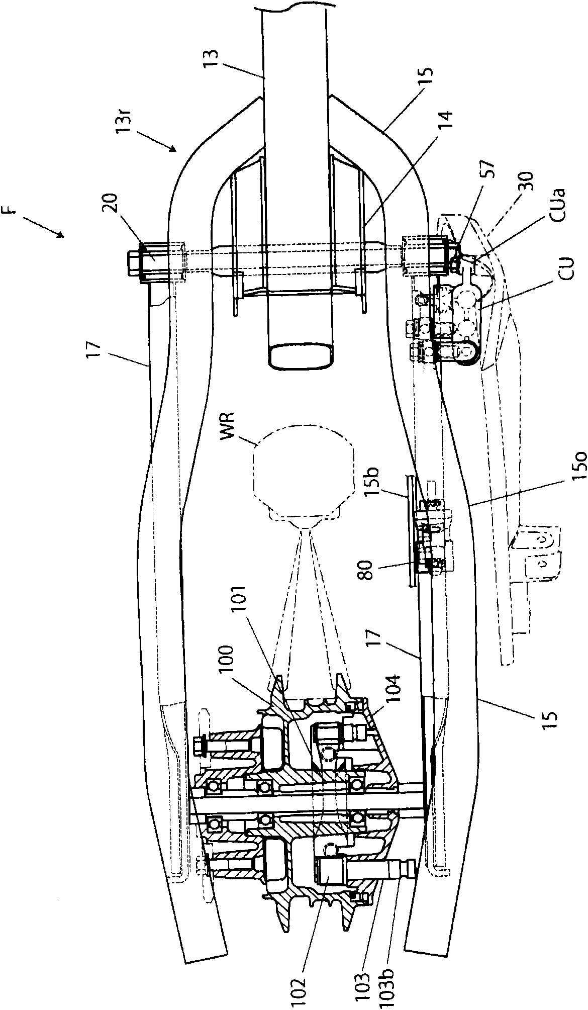 Interlocked brake device for two-wheel motorcycle