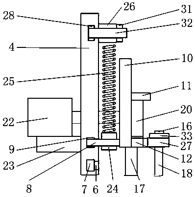 Adjustable drawing device for preventing arching of material strip in stamping die