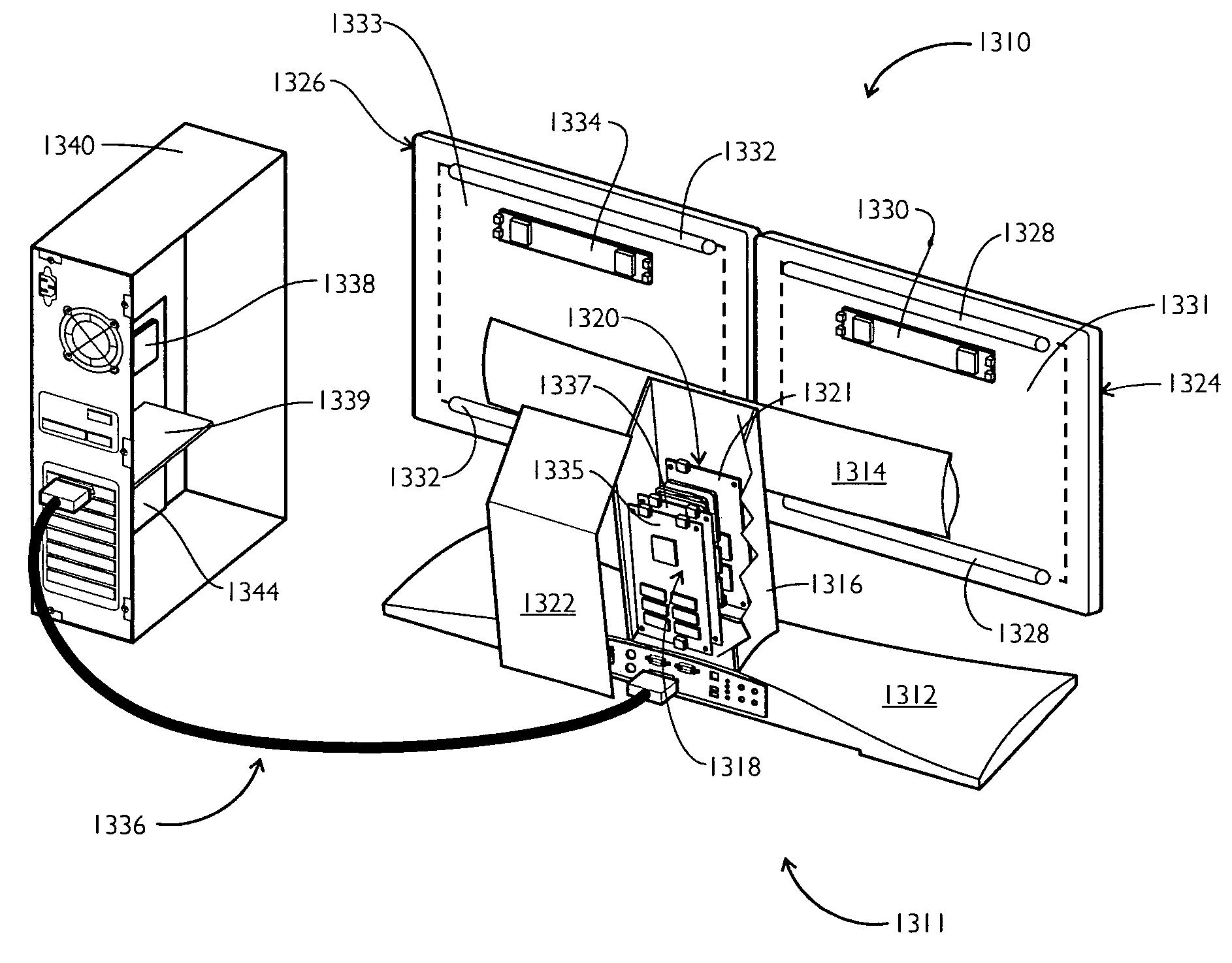 Graphics and monitor controller assemblies in multi-screen display systems