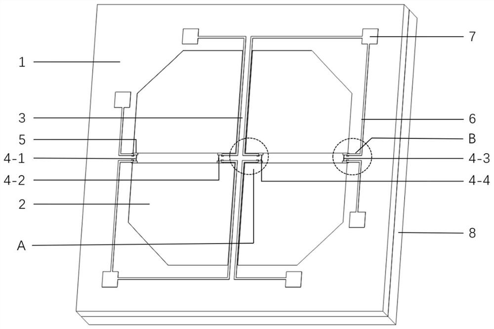 Cross beam film stress concentration micro-pressure sensor chip and preparation method thereof